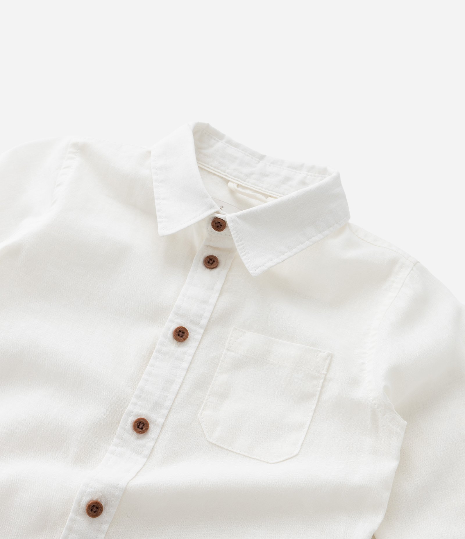 Camisa Infantil em Linho e Algodão com Bolsinho - Tam 1 a 6 Anos Off White 8