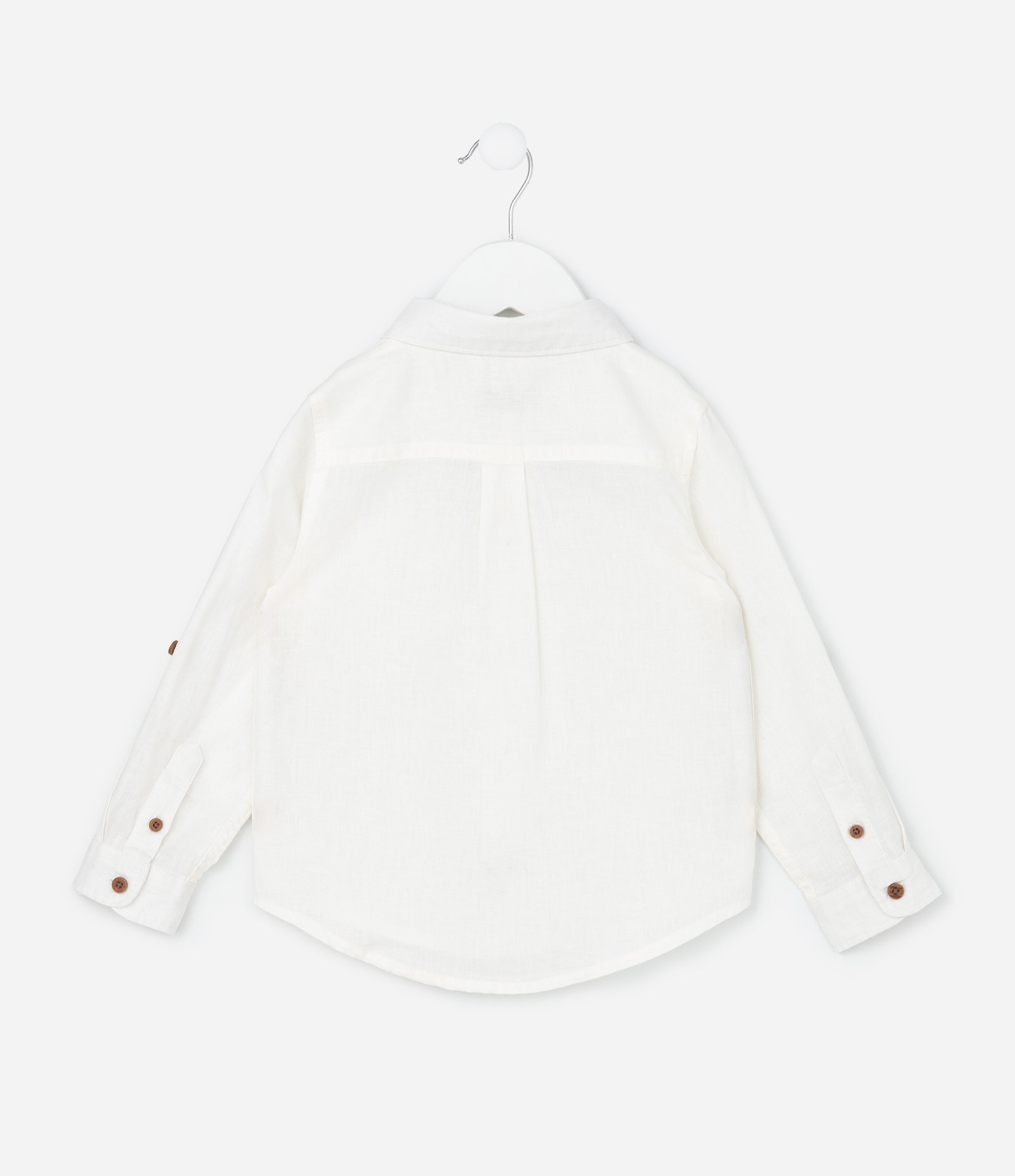 Camisa Infantil em Linho e Algodão com Bolsinho - Tam 1 a 6 Anos Off White 2