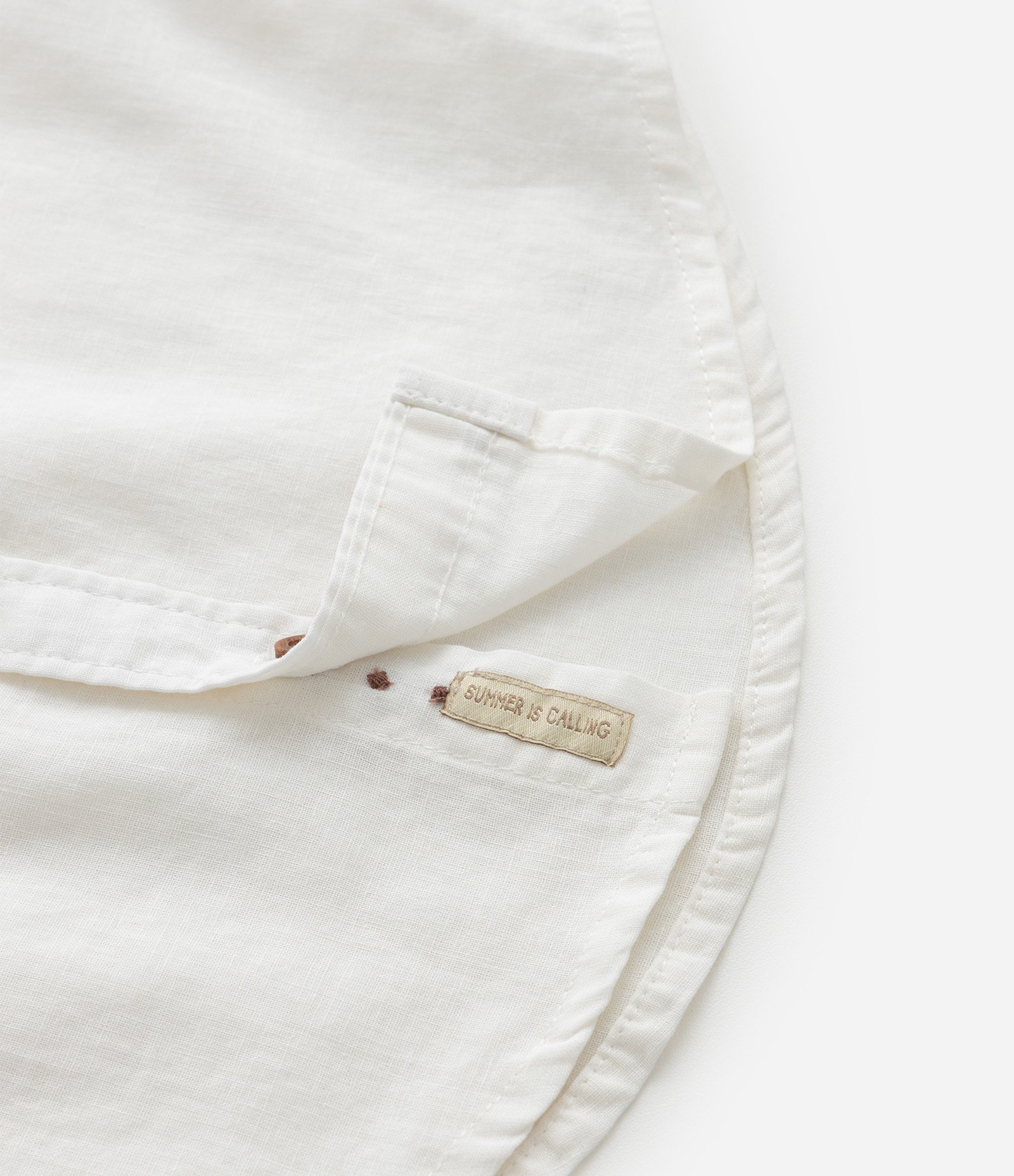 Camisa Infantil em Linho e Algodão com Bolsinho - Tam 1 a 6 Anos Off White 4