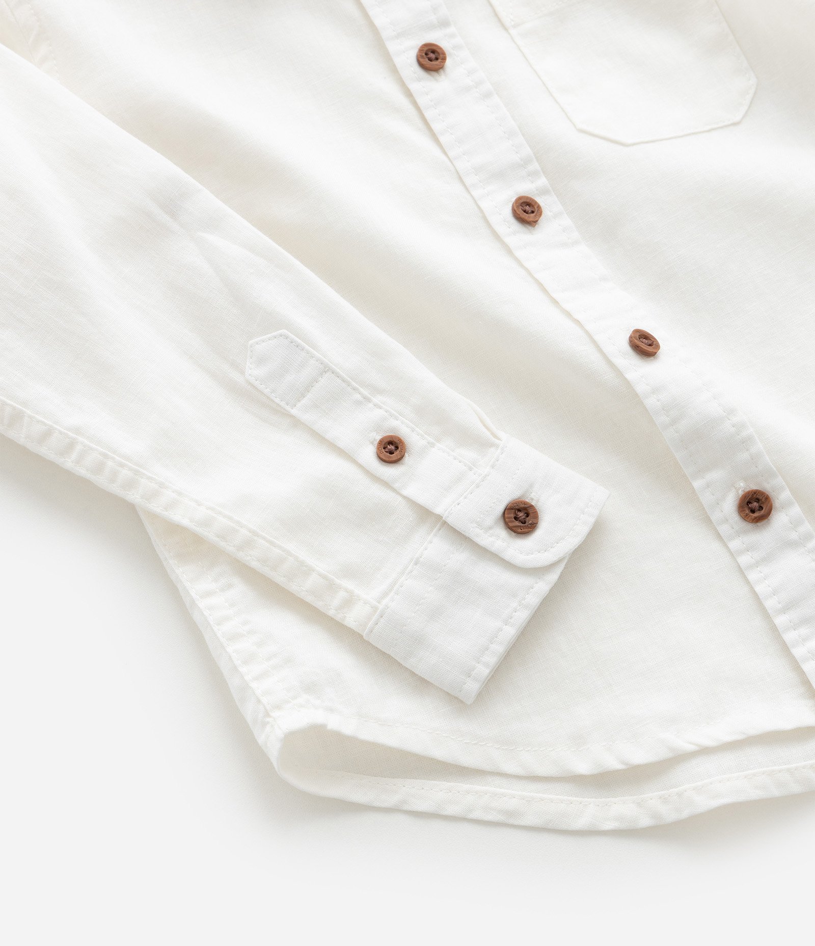 Camisa Infantil em Linho e Algodão com Bolsinho - Tam 1 a 6 Anos Off White 5