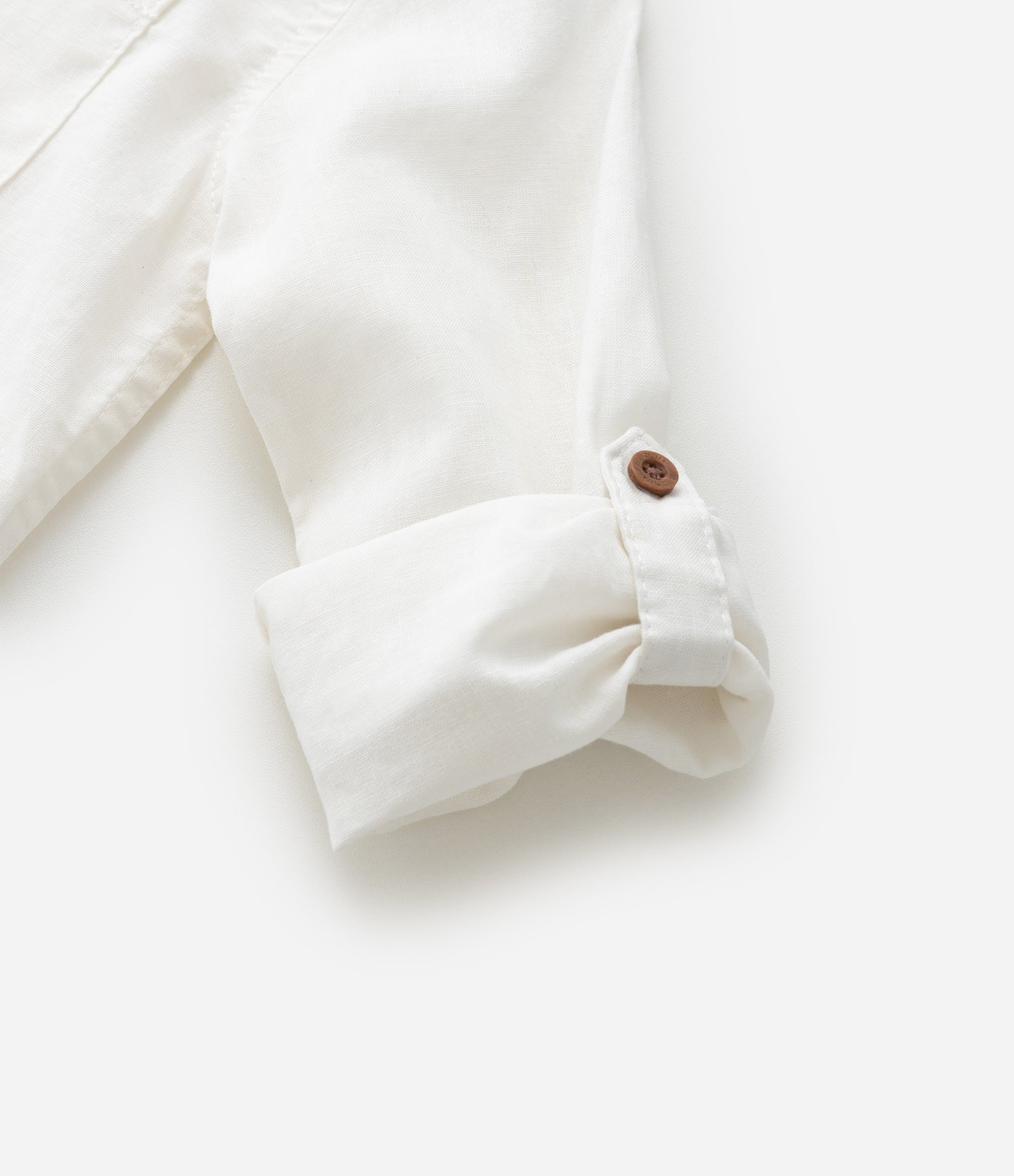 Camisa Infantil em Linho e Algodão com Bolsinho - Tam 1 a 6 Anos Off White 7