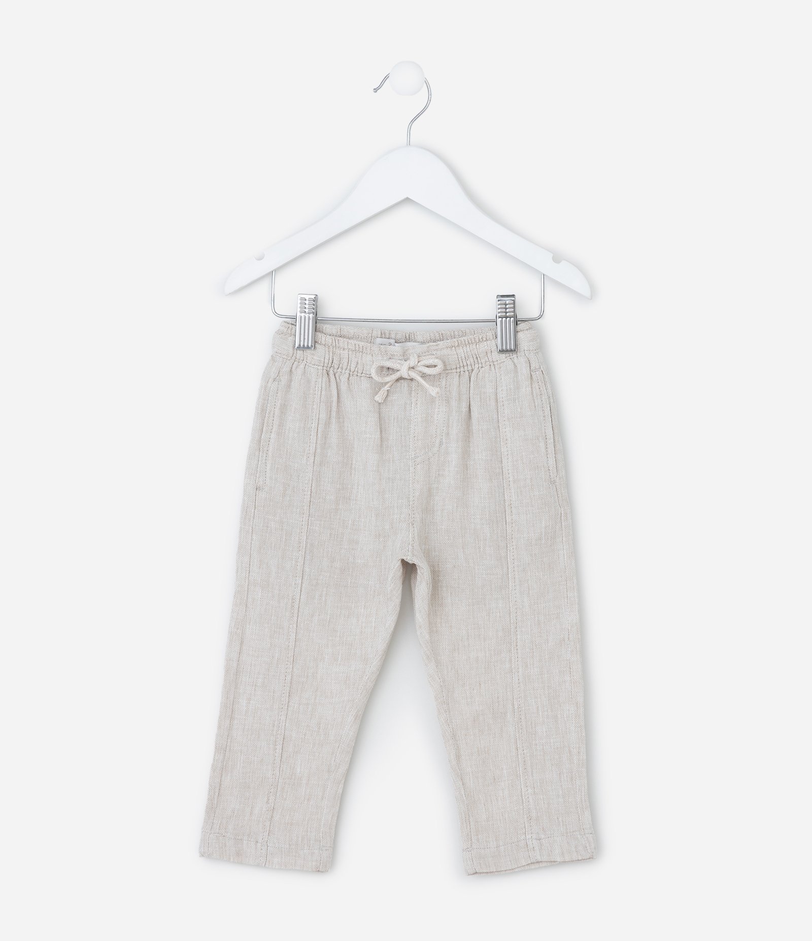 Calça Infantil com Linho e Cós Elástico - Tam 1 a 6 anos Off White 1
