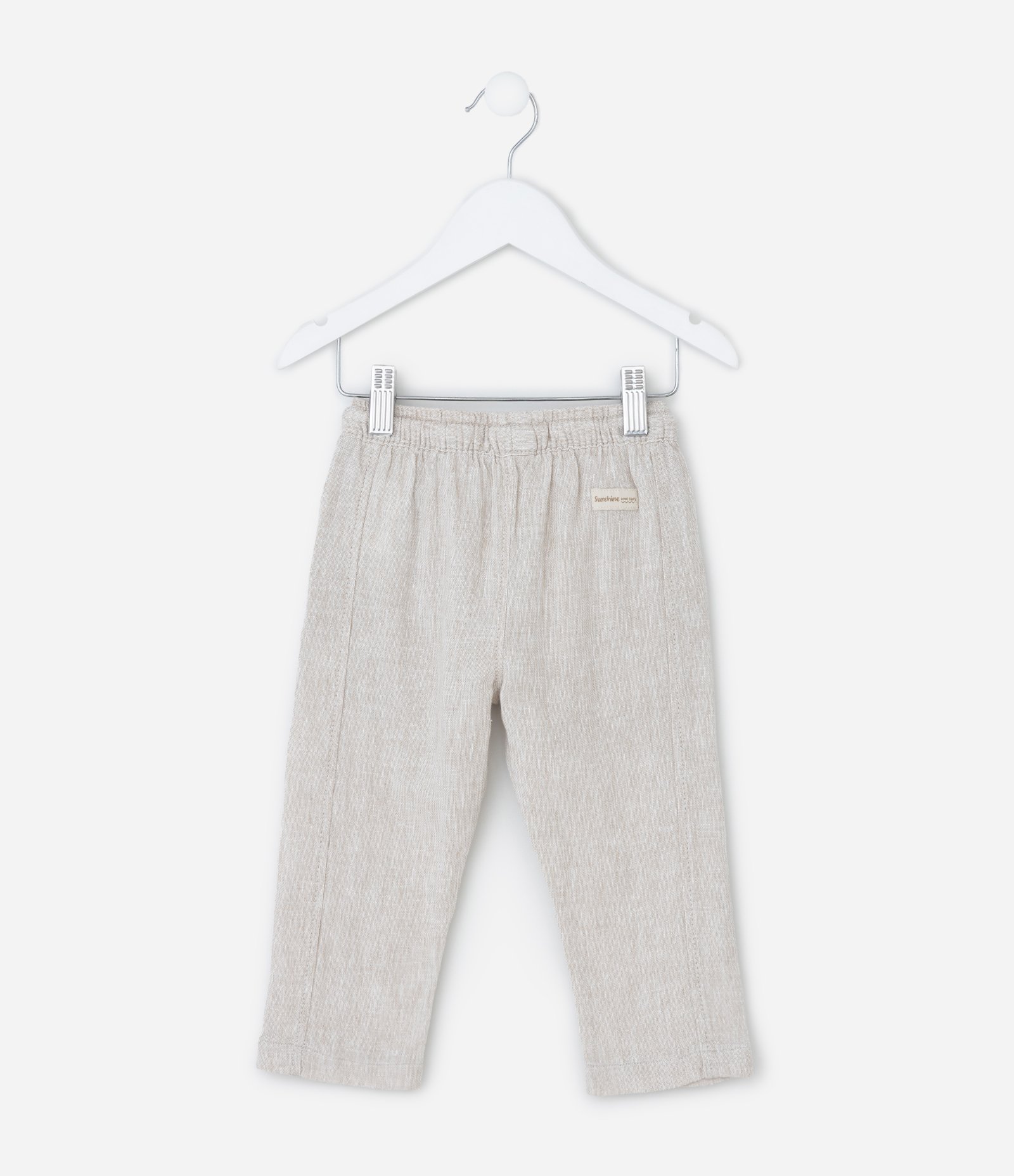 Calça Infantil com Linho e Cós Elástico - Tam 1 a 6 anos Off White 2