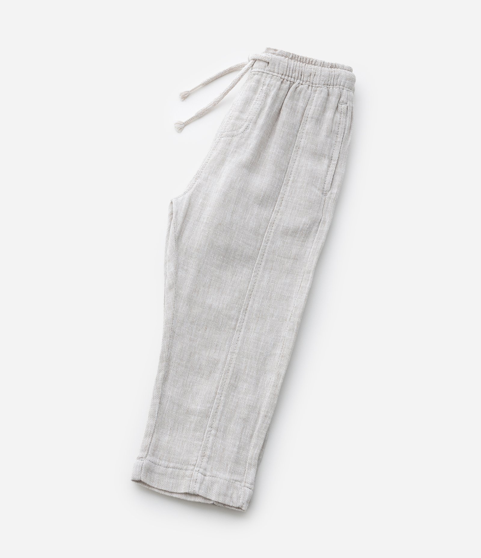 Calça Infantil com Linho e Cós Elástico - Tam 1 a 6 anos Off White 5