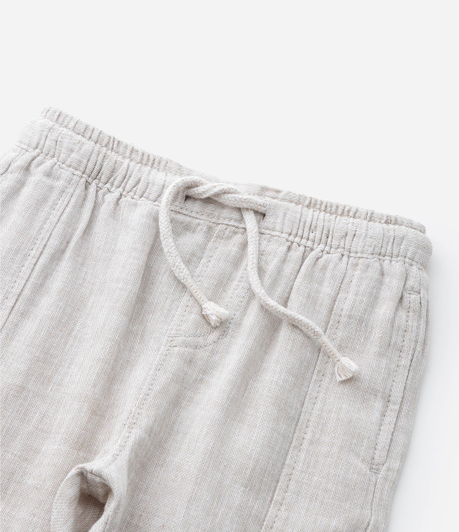 Calça Infantil com Linho e Cós Elástico - Tam 1 a 6 anos Off White 7