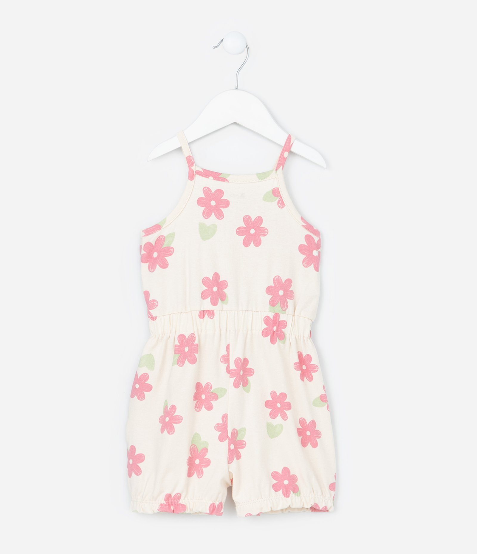 Macaquinho Infantil em Cotton com Estampa Floral - Tam 0 a 18 Meses Bege 3