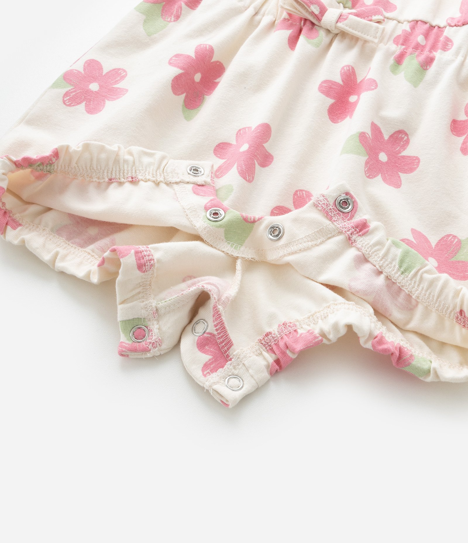 Macaquinho Infantil em Cotton com Estampa Floral - Tam 0 a 18 Meses Bege 6