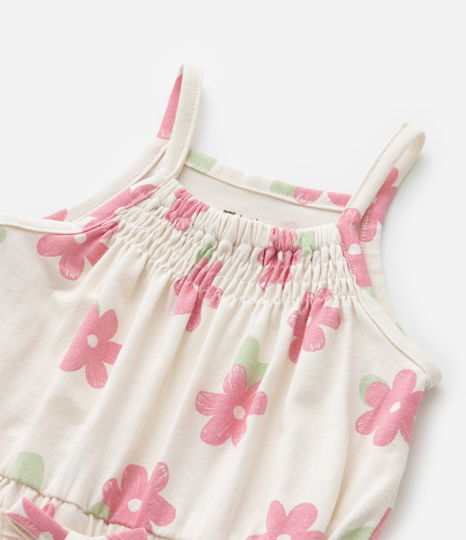 Macaquinho Infantil em Cotton com Estampa Floral - Tam 0 a 18 Meses Bege 7