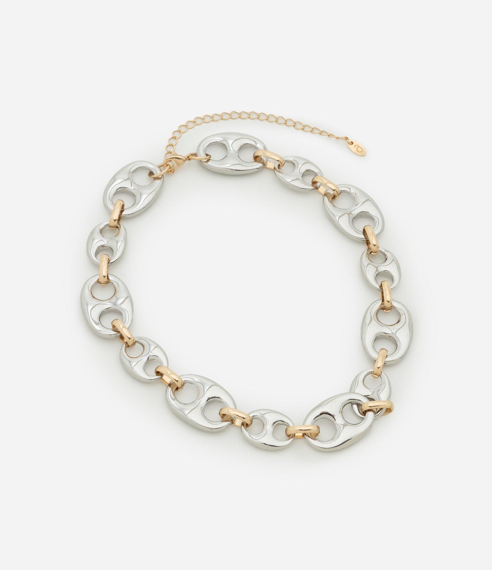 Colar Curto com Elos de Latinha Prata/Dourado 2