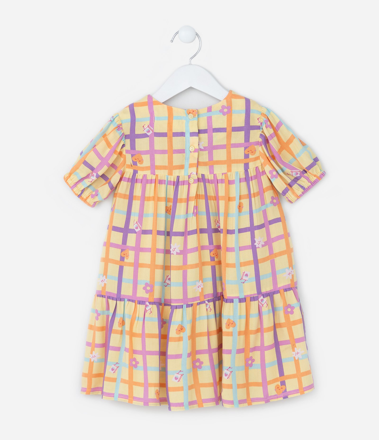 Vestido Infantil em Viscose com Estampa Xadrez - Tam1 a 6 Anos Multicores 3