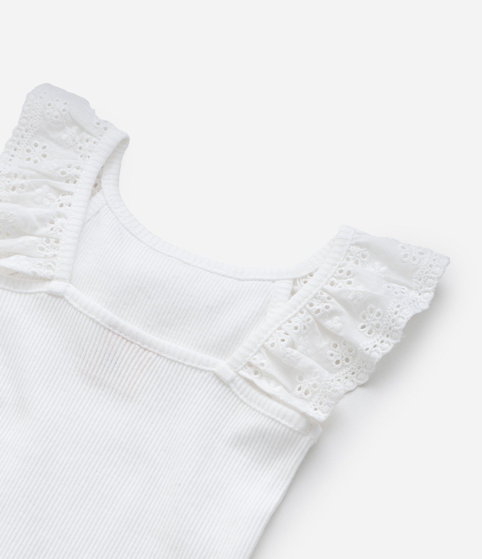 Regata Infantil em Ribana com Babado na Gola - Tam 3 a 18 meses Branco 4