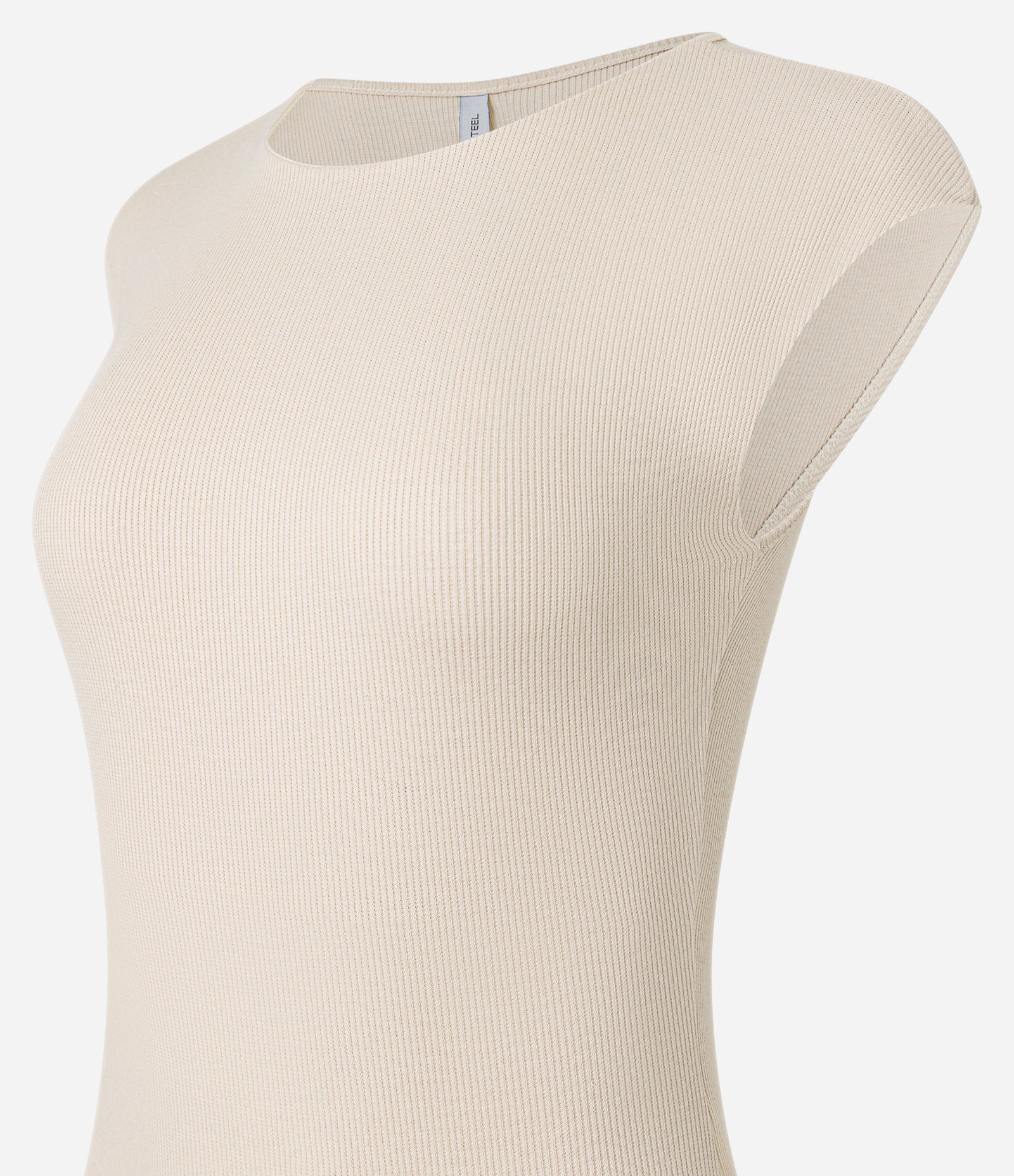 Body em Ribana com Ombro Caído Bege 5