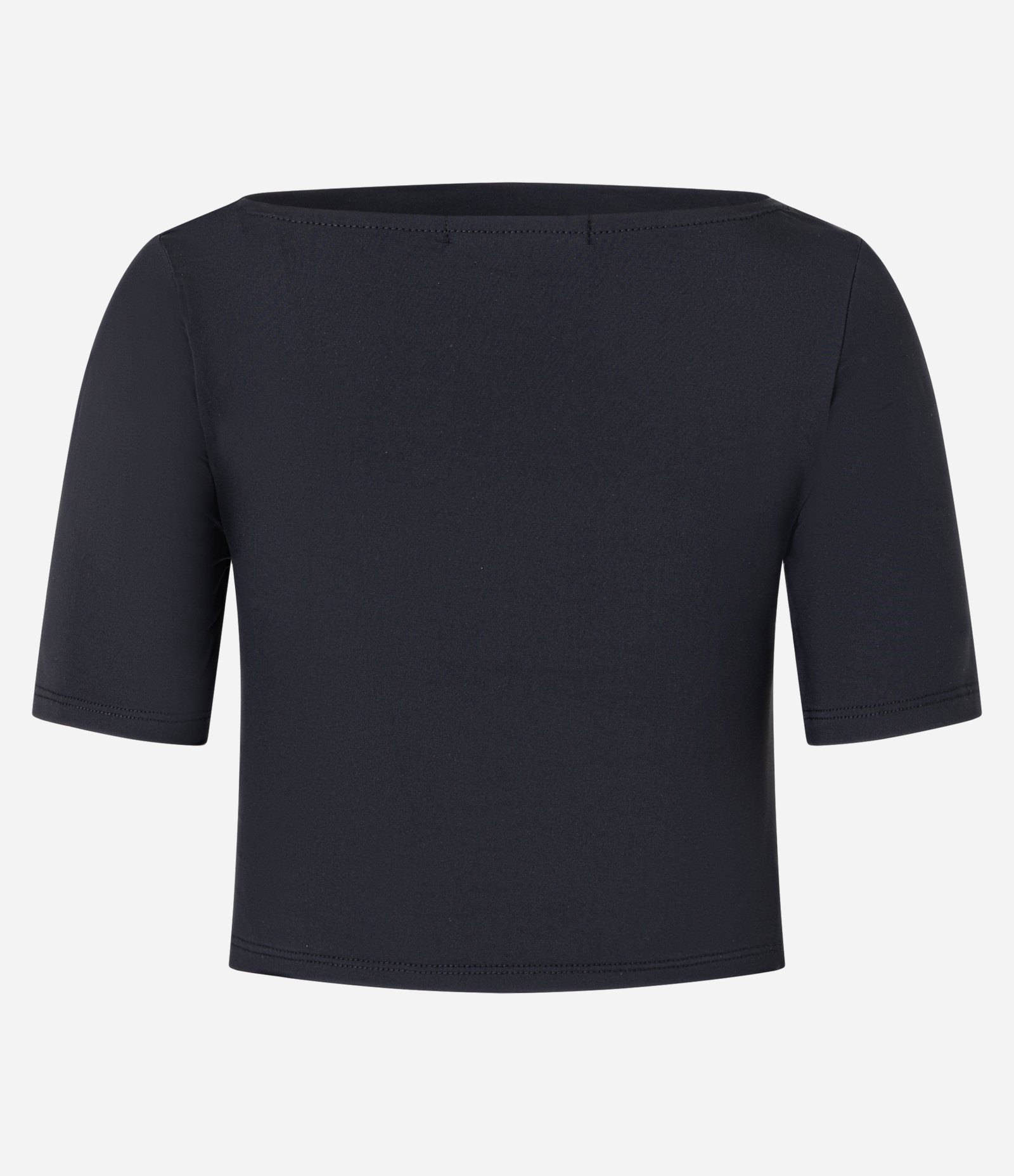Blusa Cropped em Microfibra com Decote Degagê Preto 5