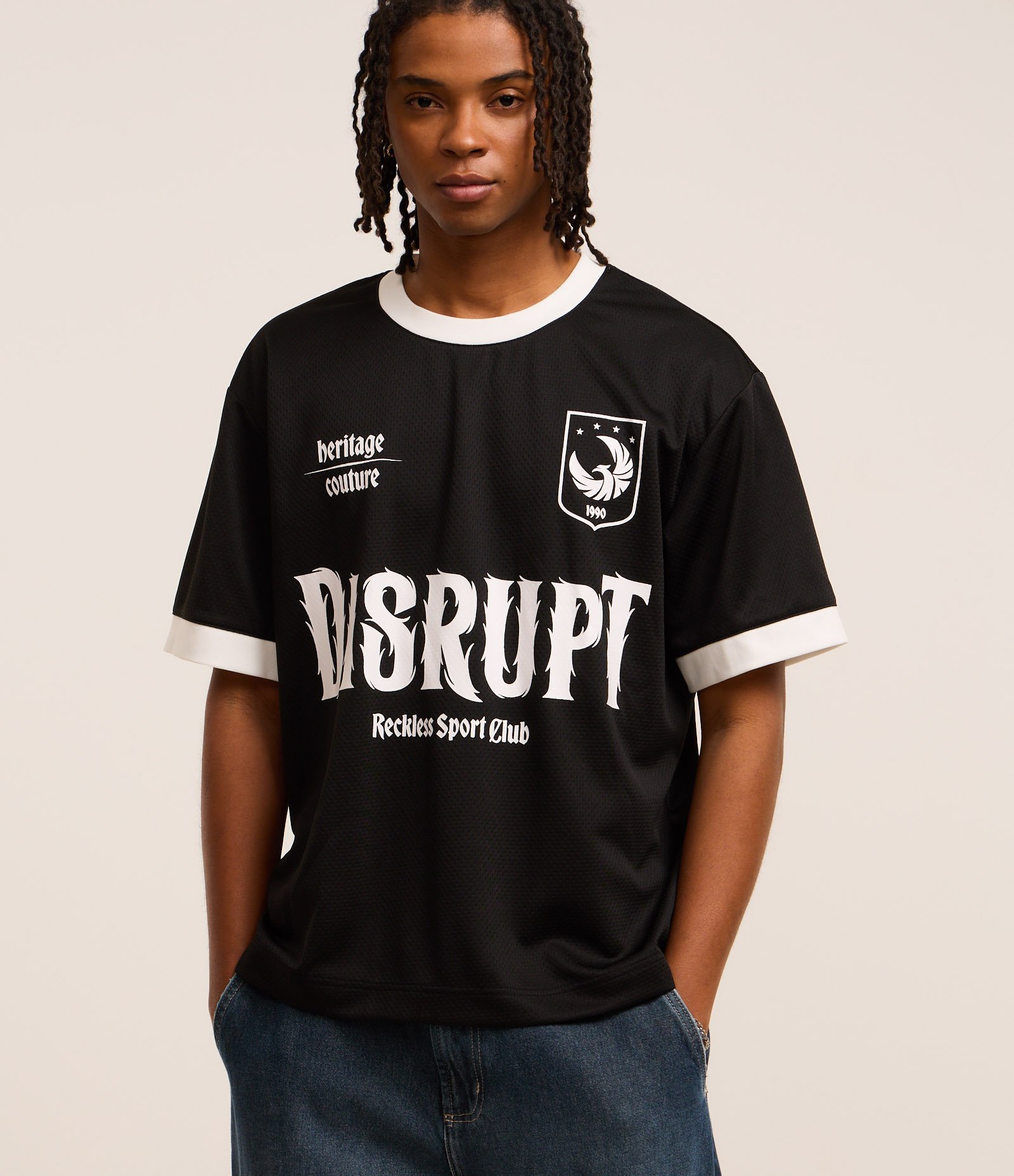 Camiseta Boxy Esportiva com Estampa Lettering Preto 1