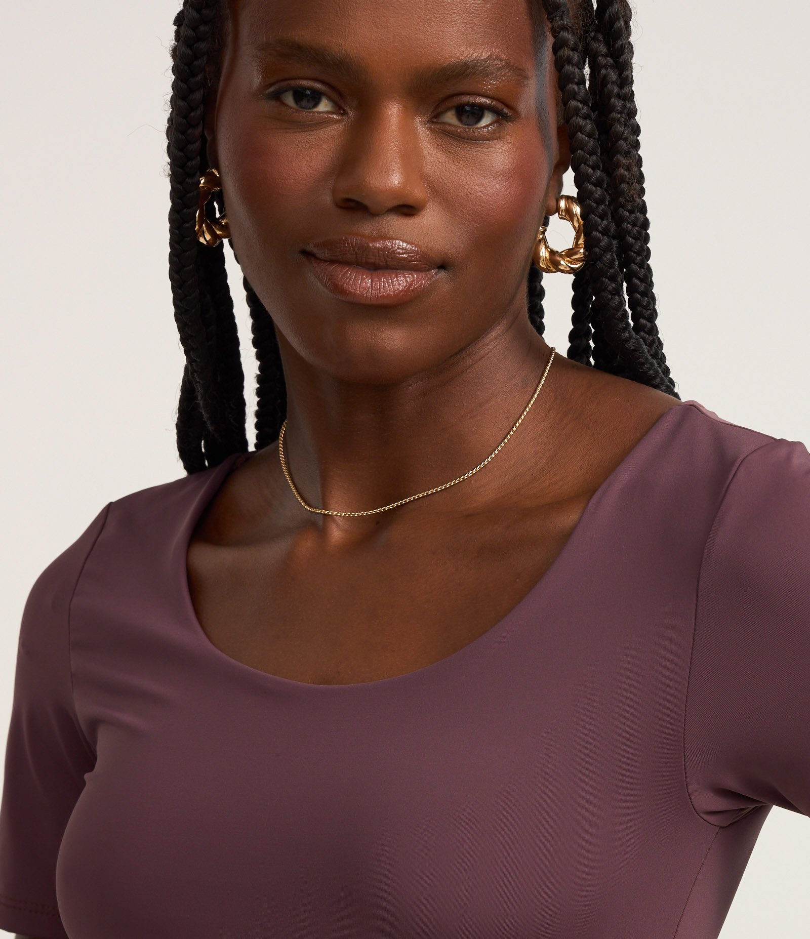 Body em Poliamida com Decote Redondo Vinho 3