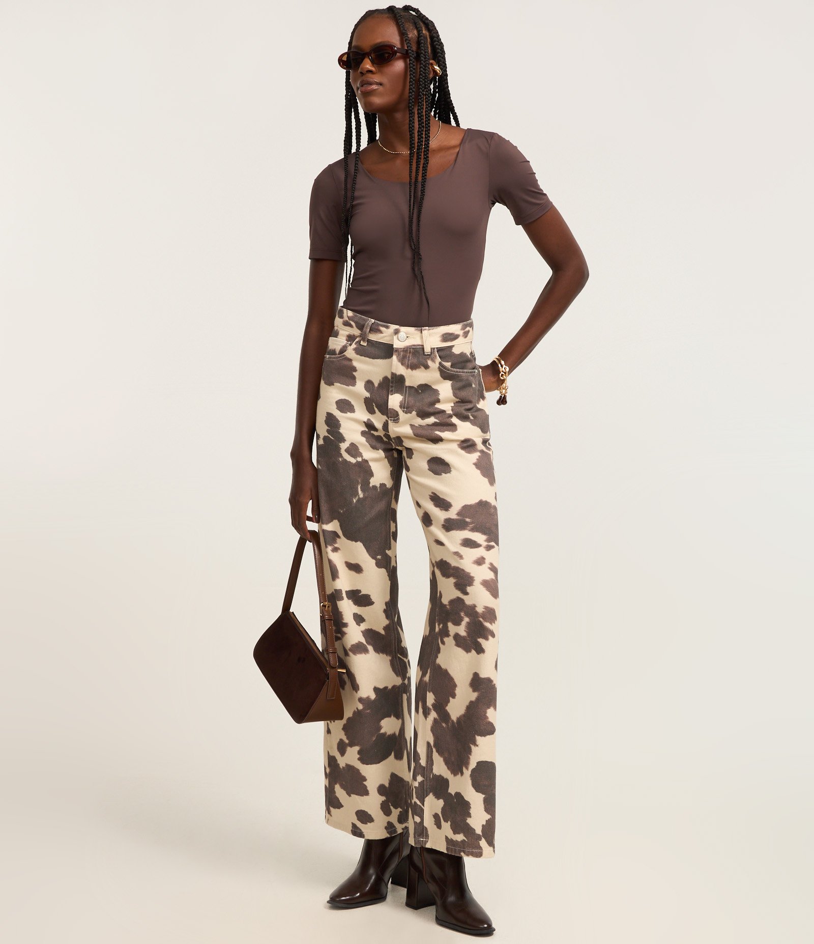 Body em Poliamida com Decote Redondo Marrom 2