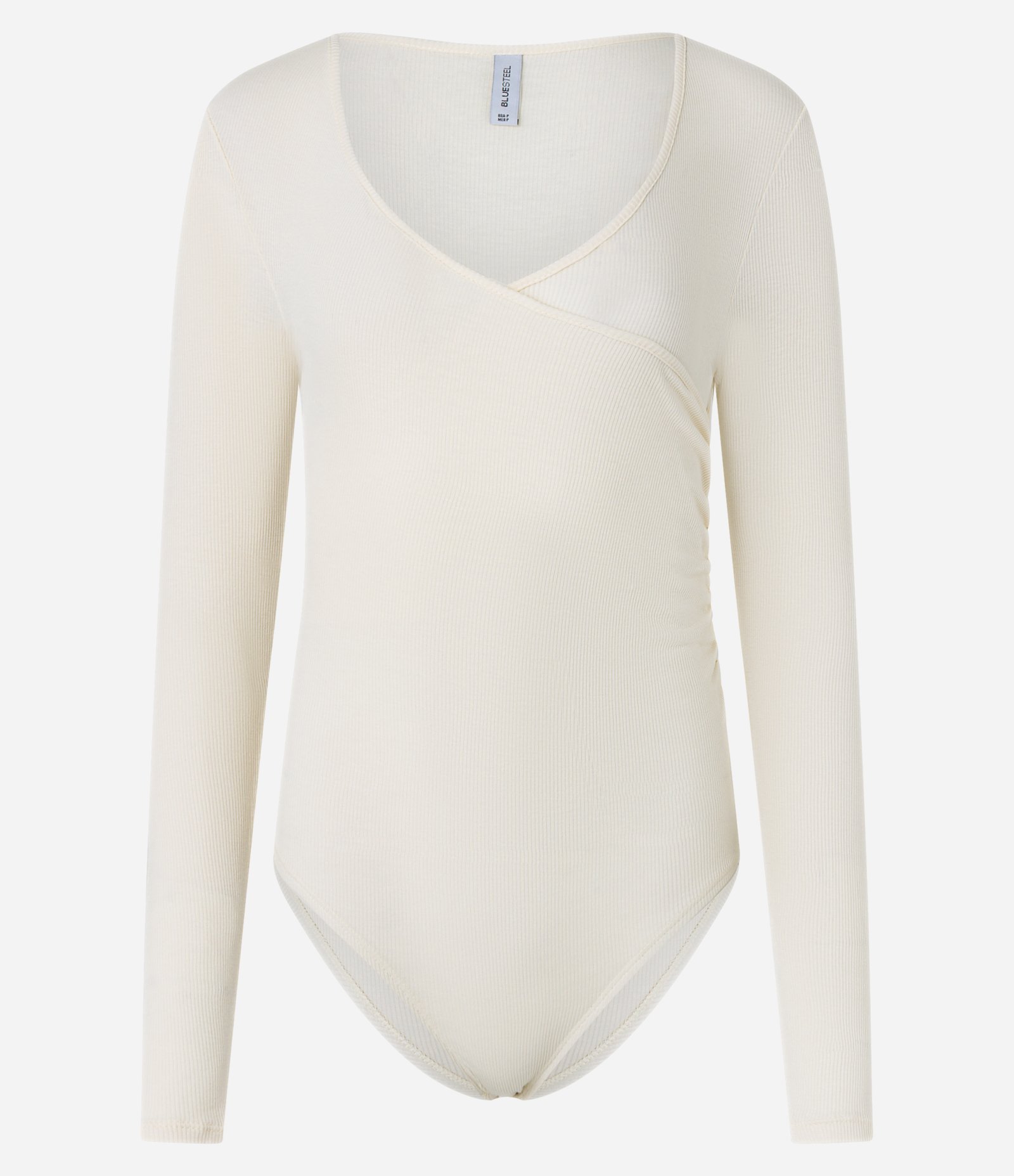 Body em Ribana com Decote Transpassado Bege 3