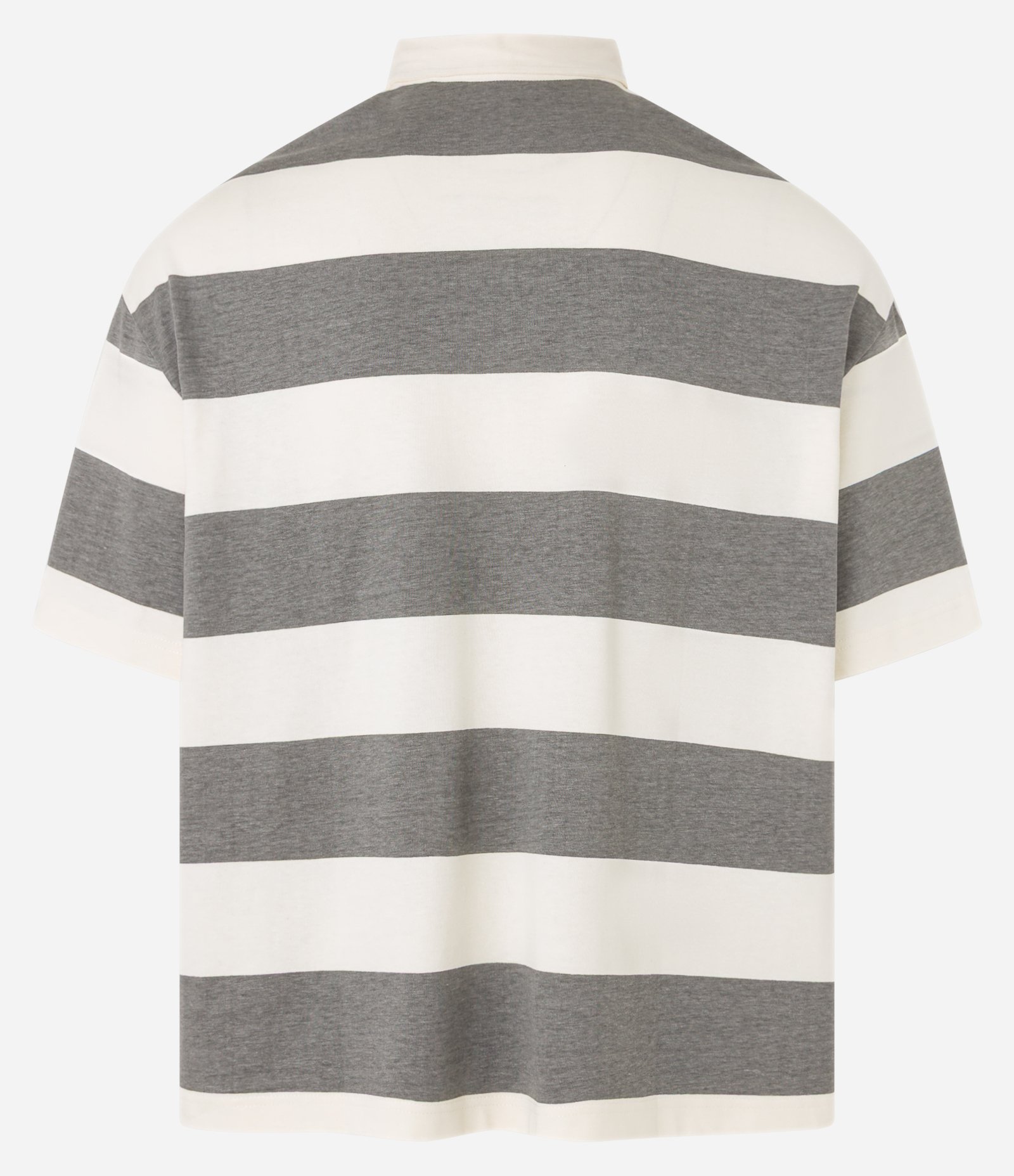 Camisa Polo Oversized em Algodão com Estampa Lettering e Listras Off white/Cinza 7