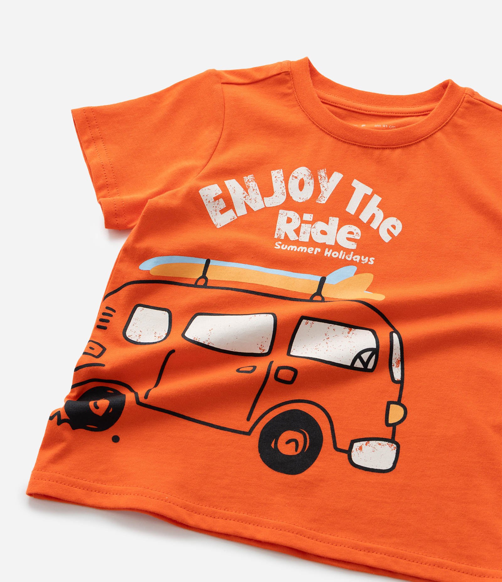 Conjunto Infantil com Estampa de Kombi e Lettering Enjoy The Ride - Tam 1 a 6 Anos Laranja 10
