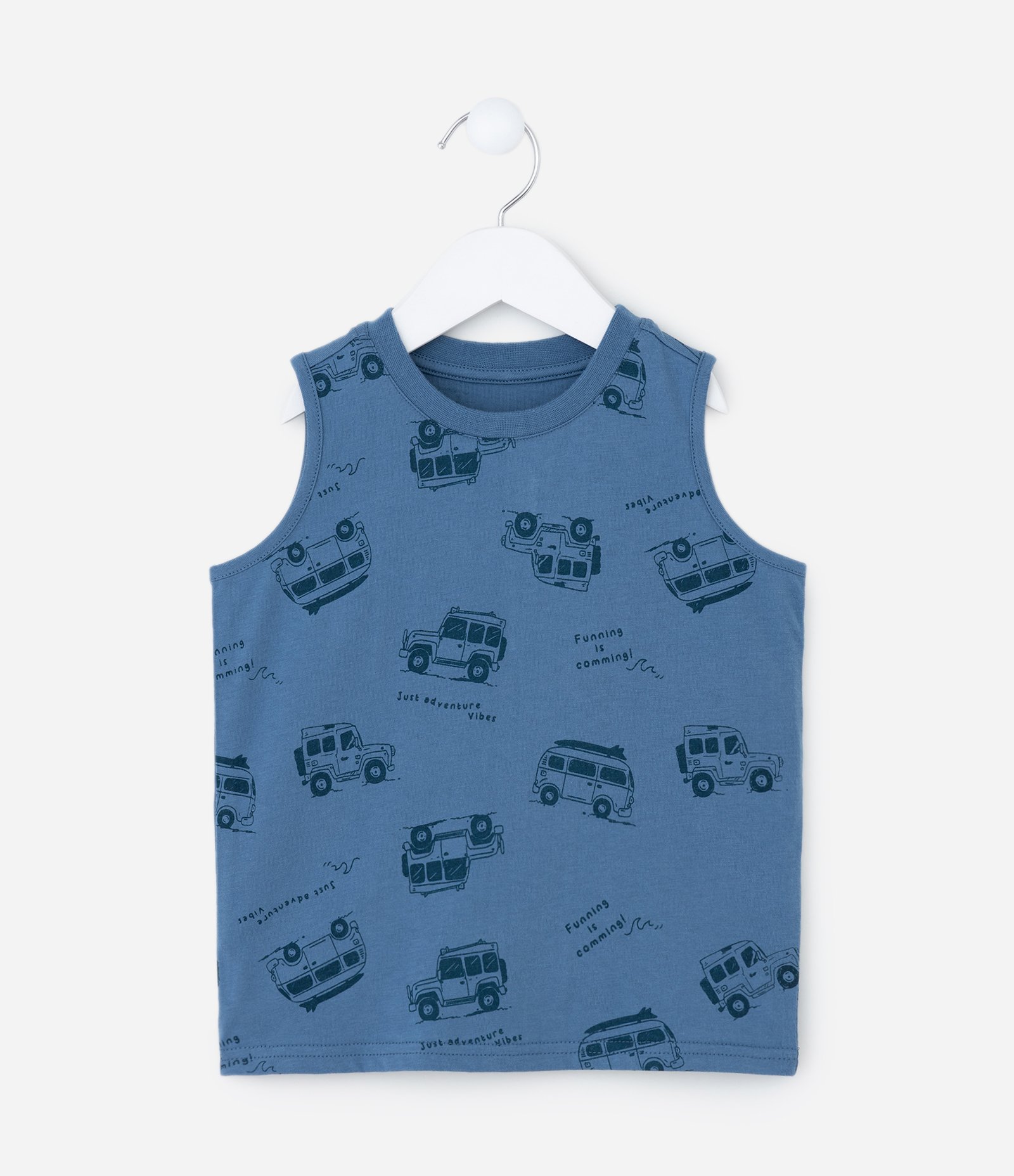 Conjunto Infantil com Estampa de Carros e Listras - Tam 1 a 6 Anos Azul 3