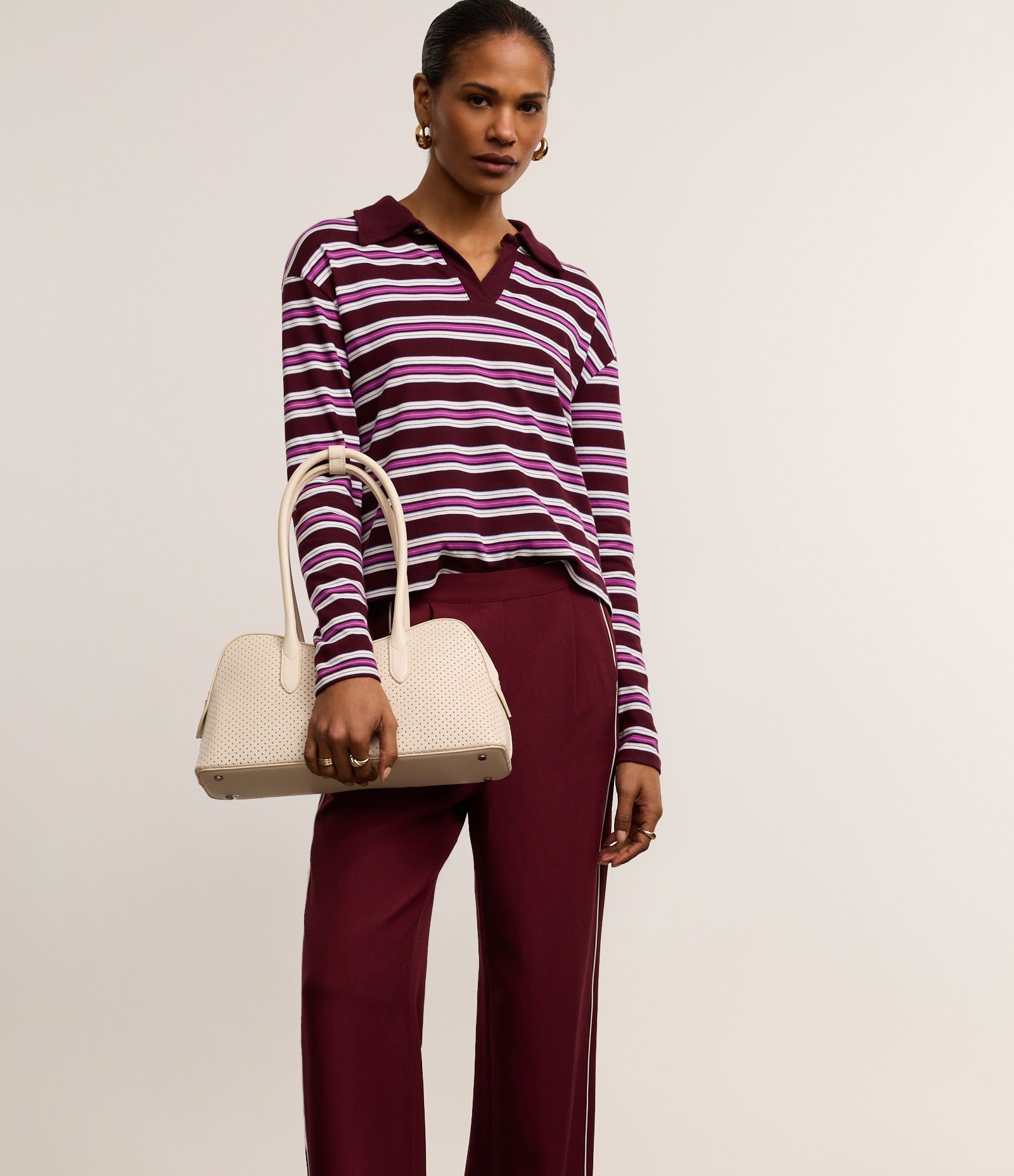 Calça Wide Leg com Corte Alfaiatado e Viés Contrastante Vermelho 2