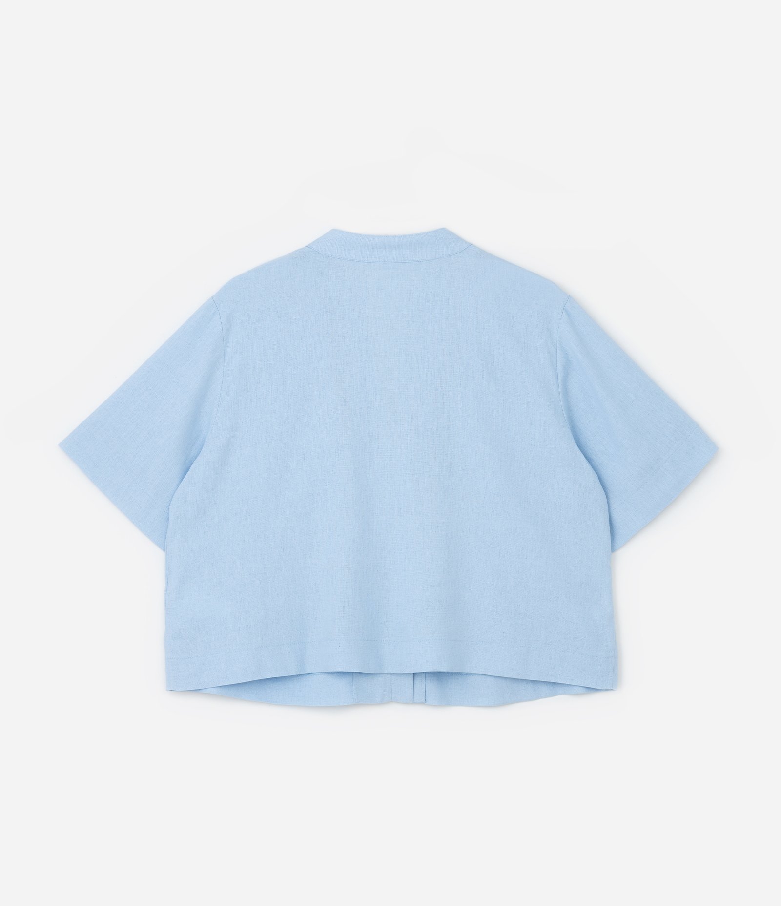 Camisa com Linho com Gola Padre Curve & Plus Size Azul 6