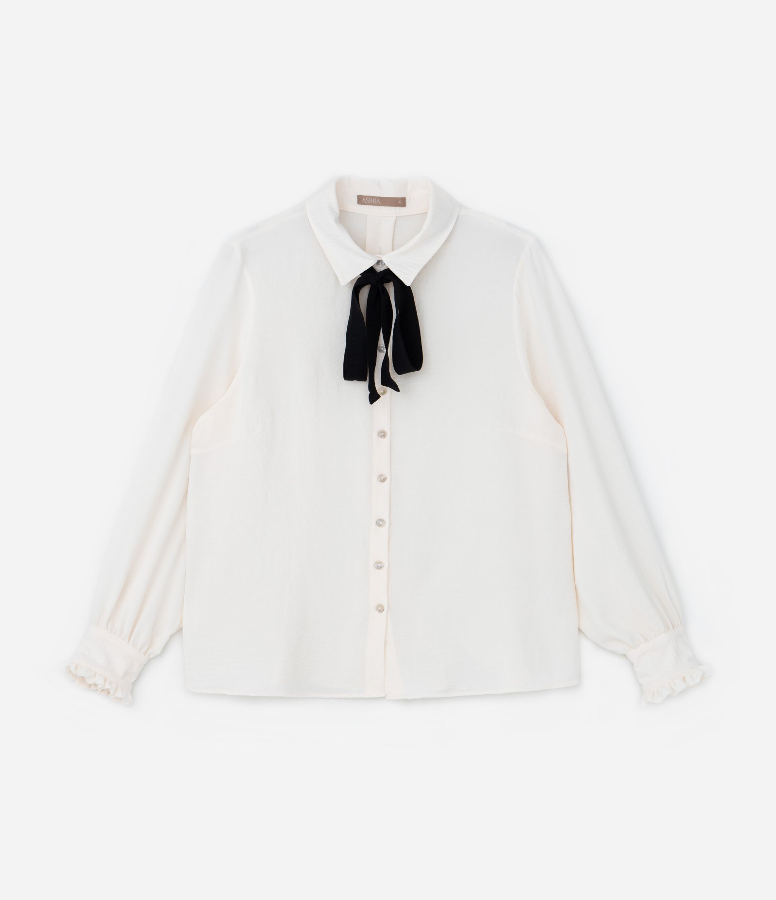 Camisa em Crepe com Lacinho Contrastante Curve & Plus Size Off White 5