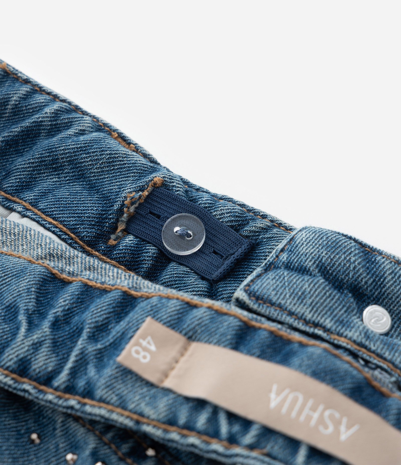 Saia Midi em Jeans com Brilhos e Fenda Curve & Plus Size Azul 9