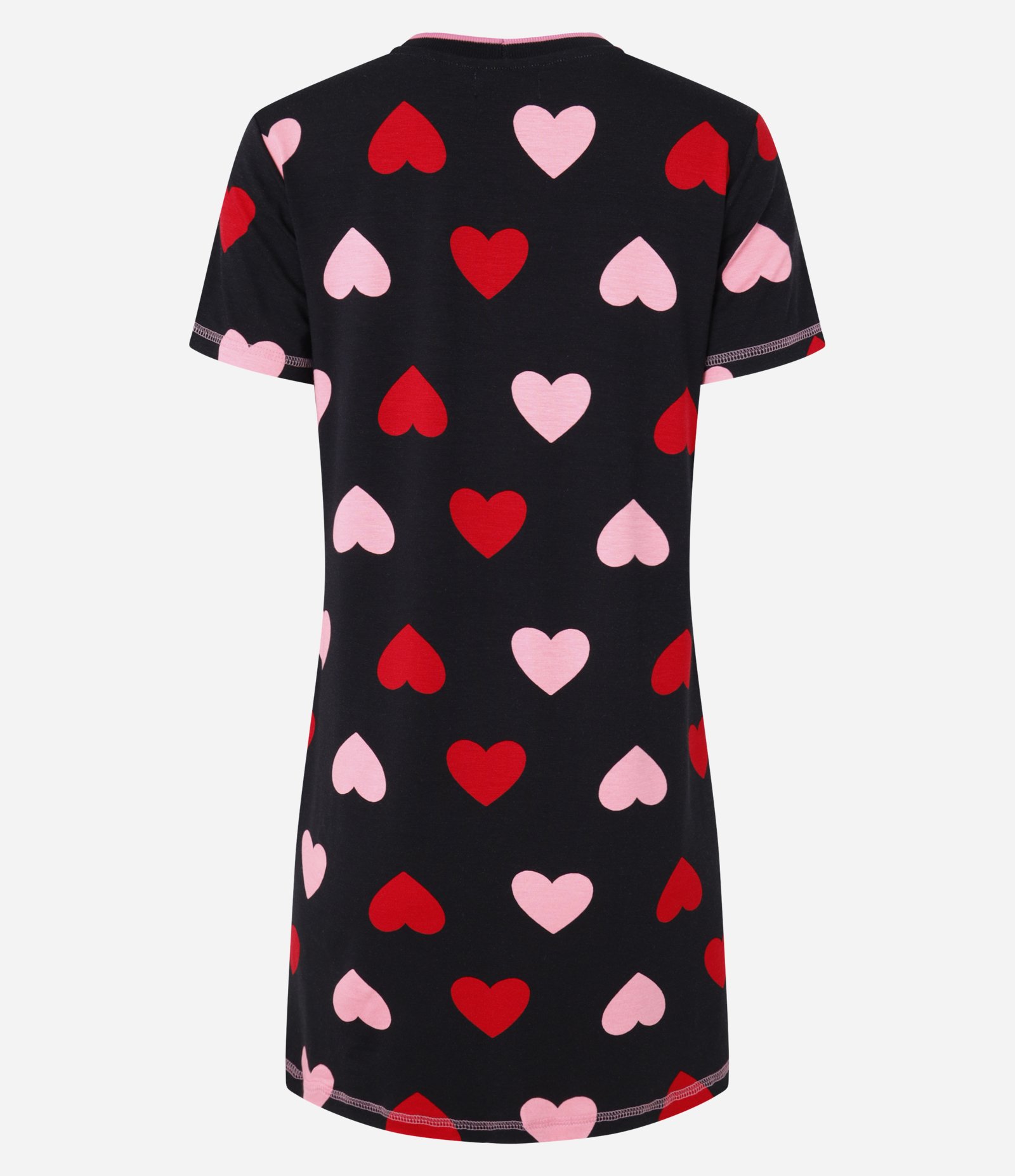 Camisola T-shirt em Viscose com Estampa de Corações Preto 5