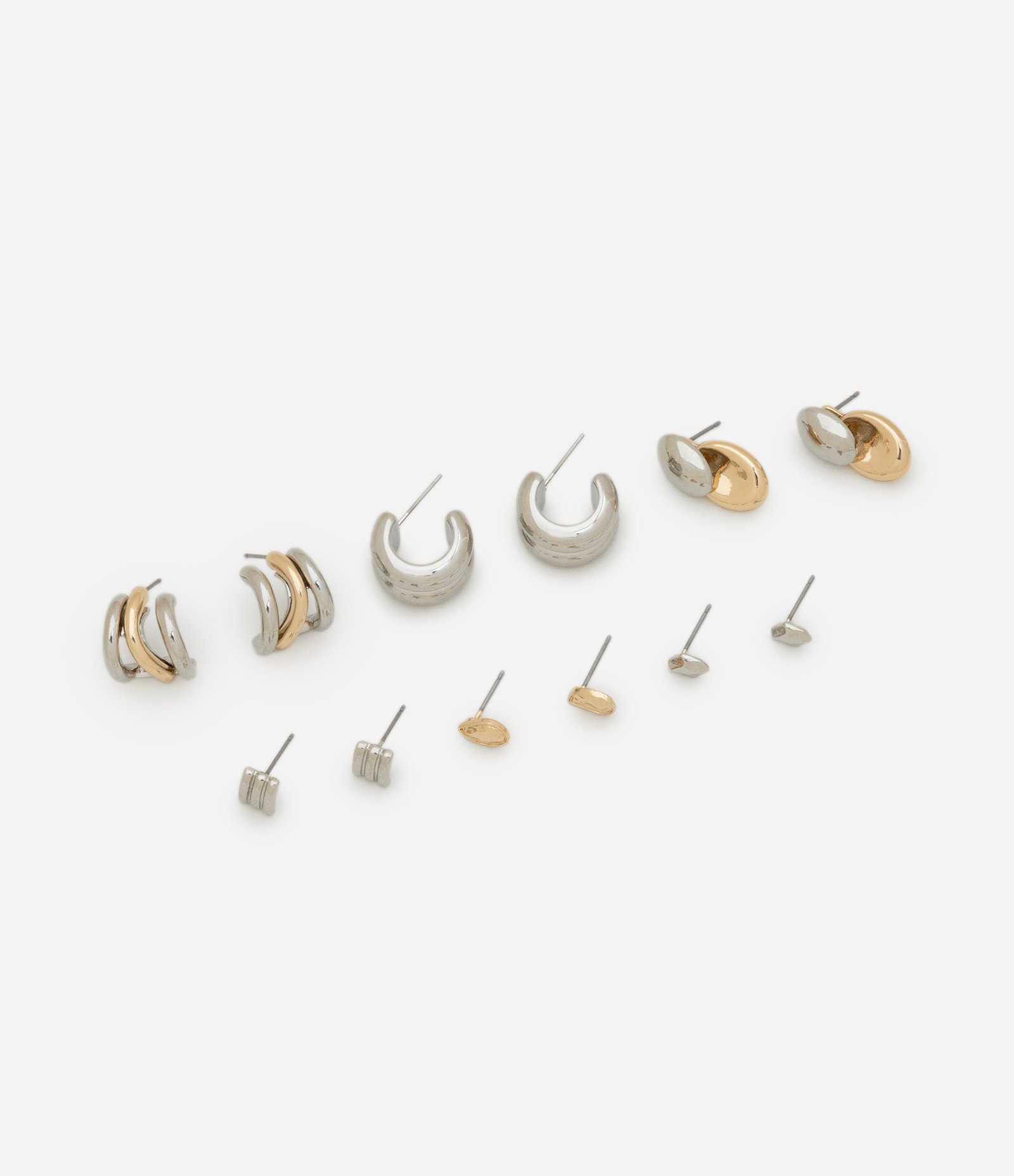 Kit 06 Brincos Argolas e Botões Dourado/Prata 1