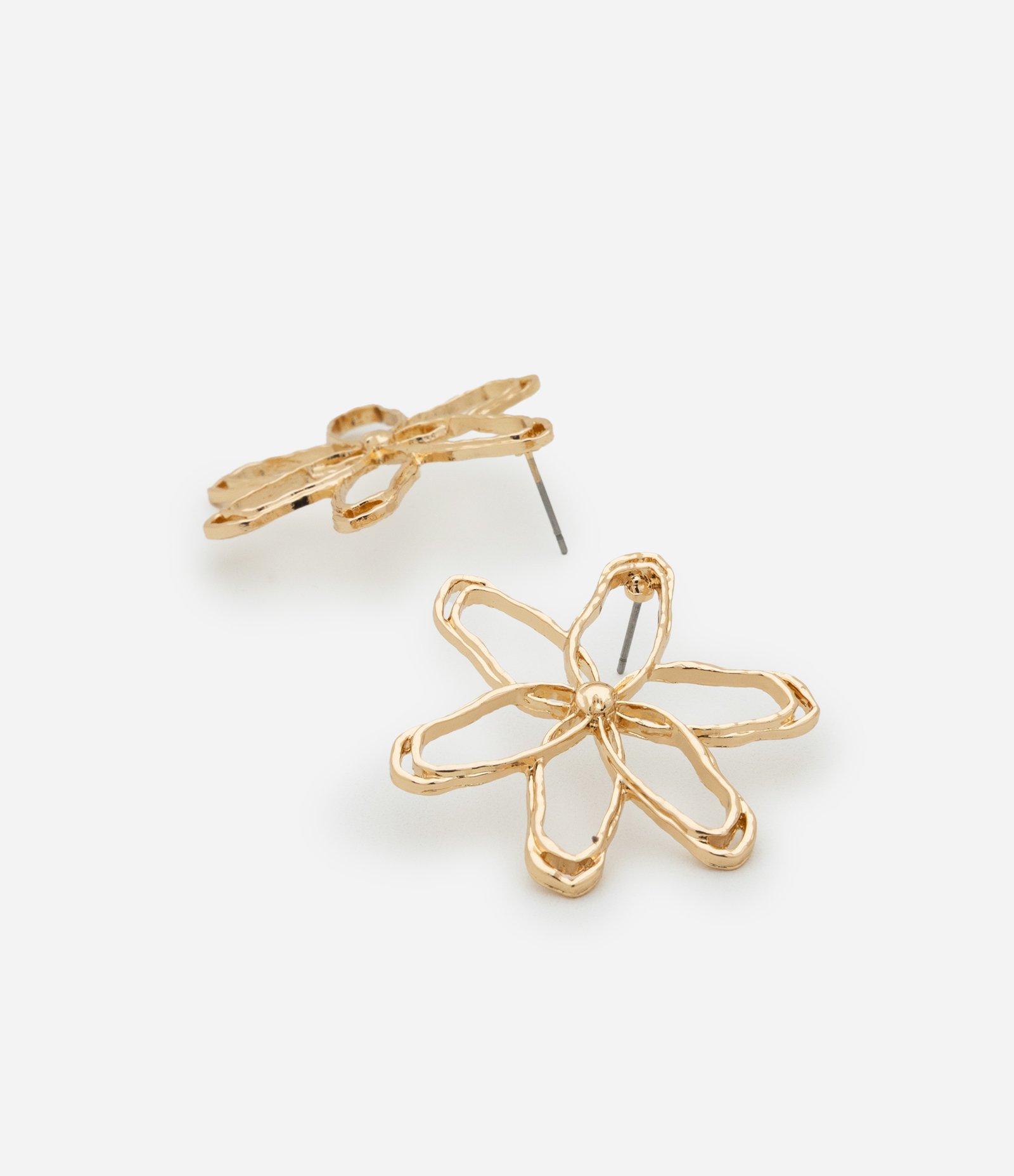 Brinco Botão com Forma de Flor Aramada Dourado 2