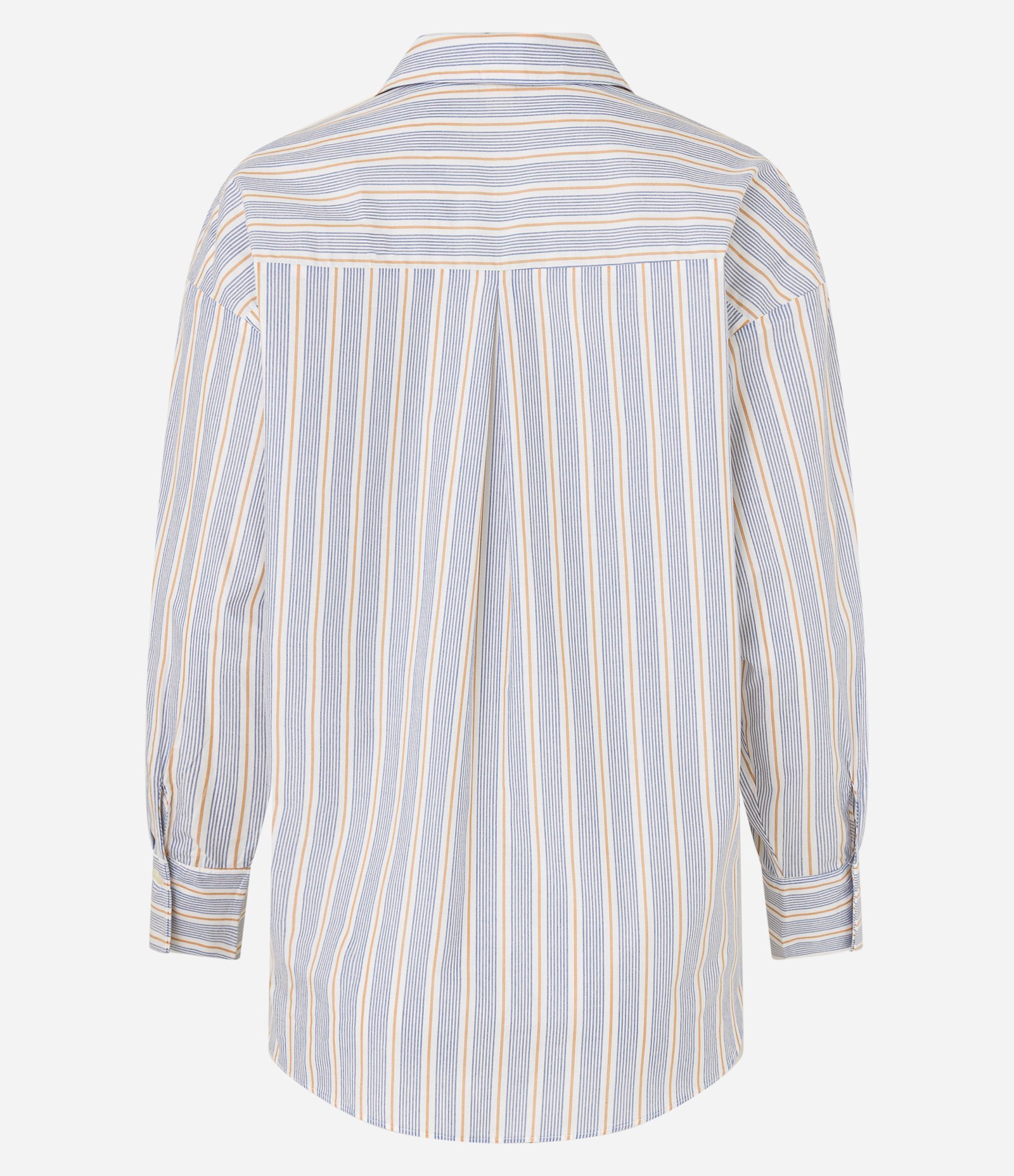 Camisa Listrada em Tricoline com Bolso no Peito Cinza 6