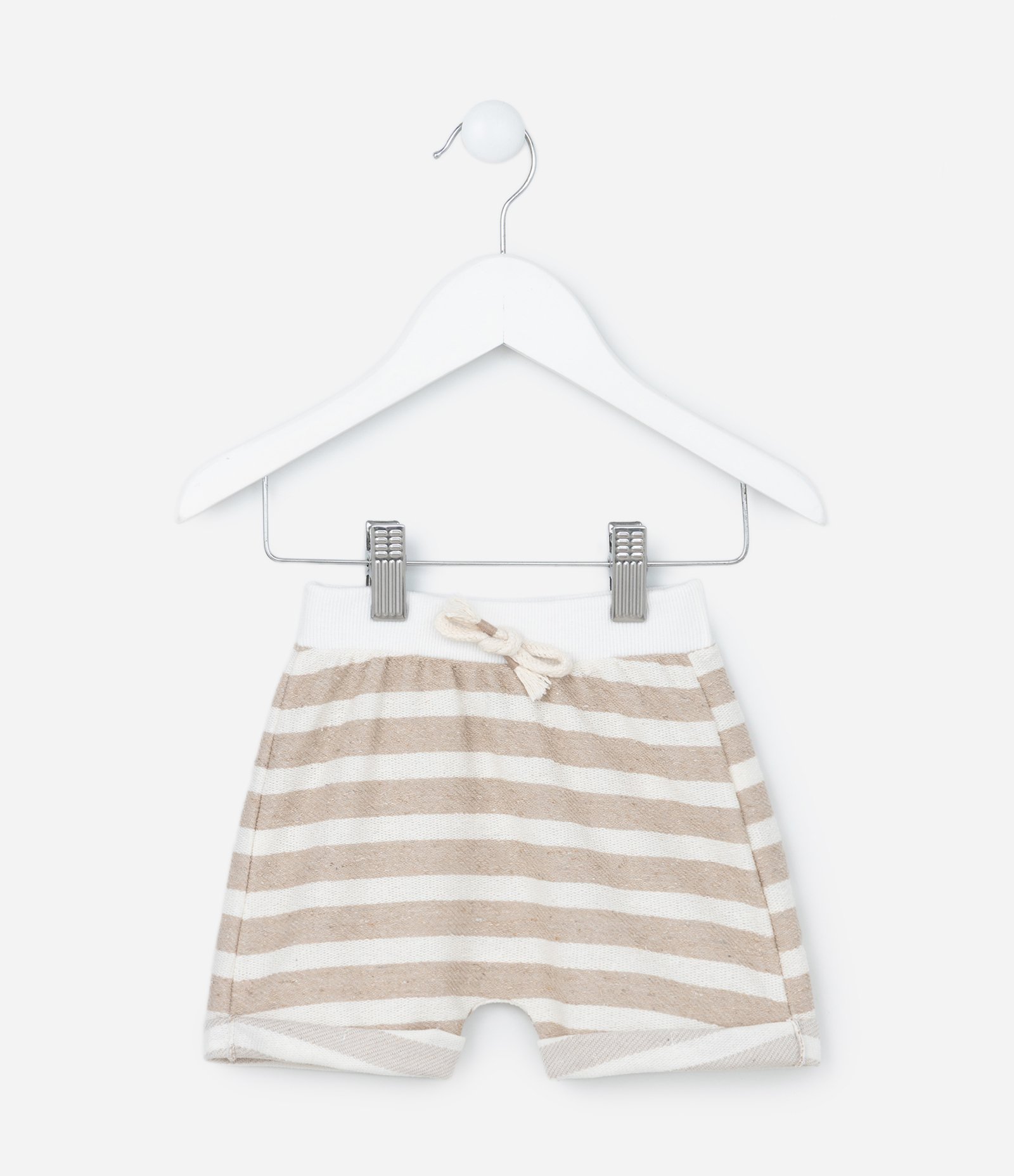 Bermuda Infantil com Estampa Listradinha - Tam 0 a 18 meses Bege 1