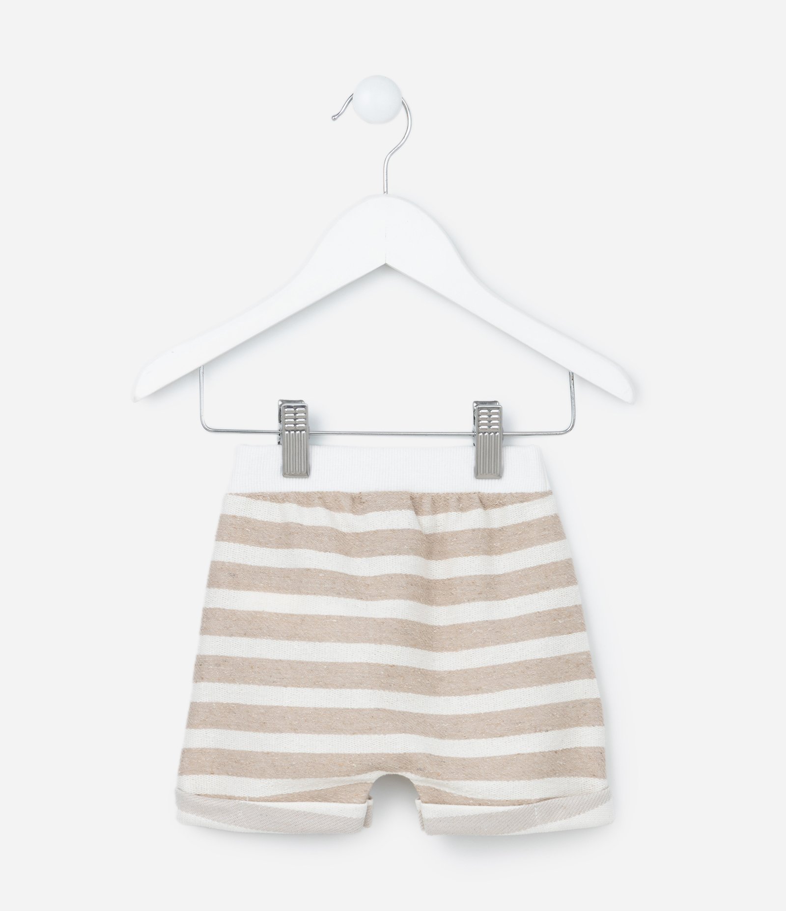 Bermuda Infantil com Estampa Listradinha - Tam 0 a 18 meses Bege 2