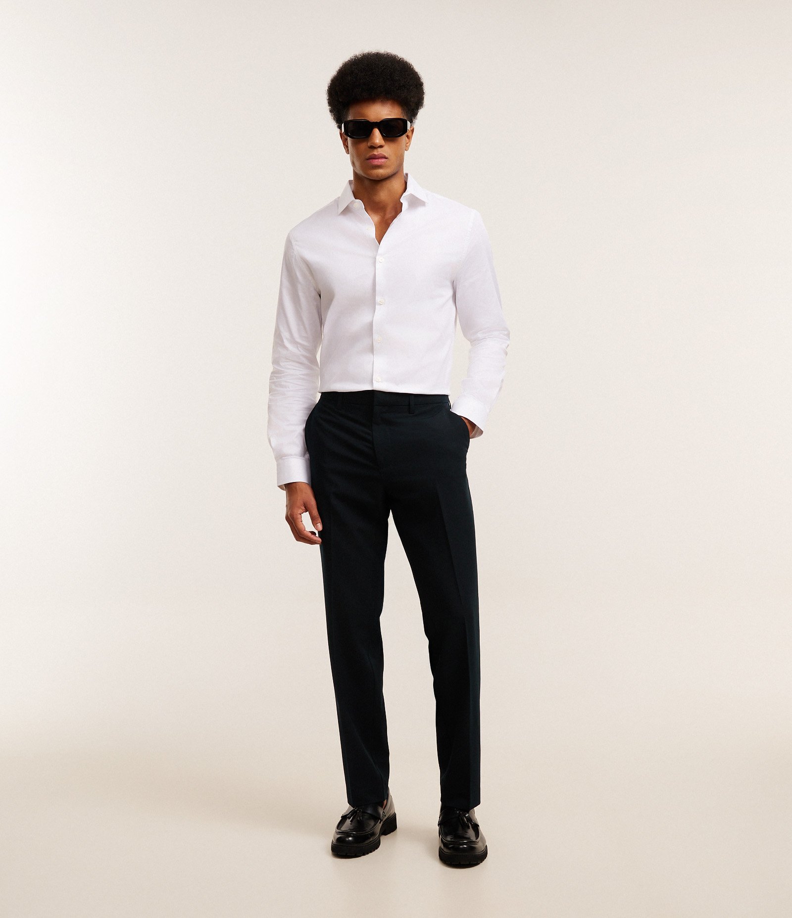 Calça de Alfaiataria com Elastano Preto 1