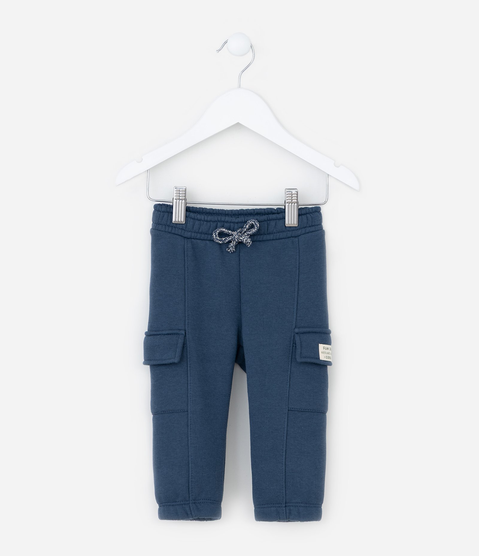 Calça Infantil Moletom com Bolsos Cargo - Tam 0 a 18 meses Azul 1