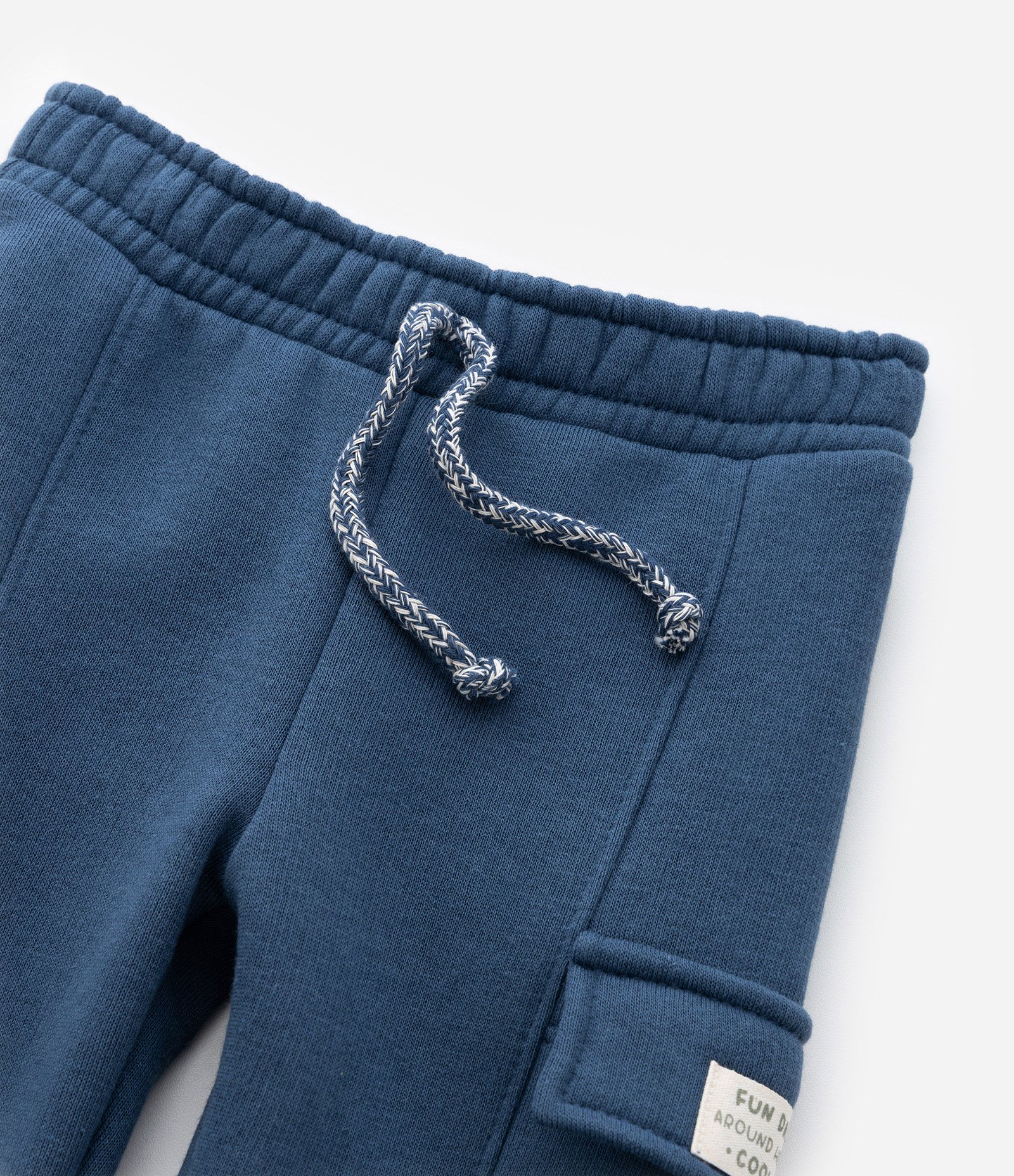 Calça Infantil Moletom com Bolsos Cargo - Tam 0 a 18 meses Azul 3