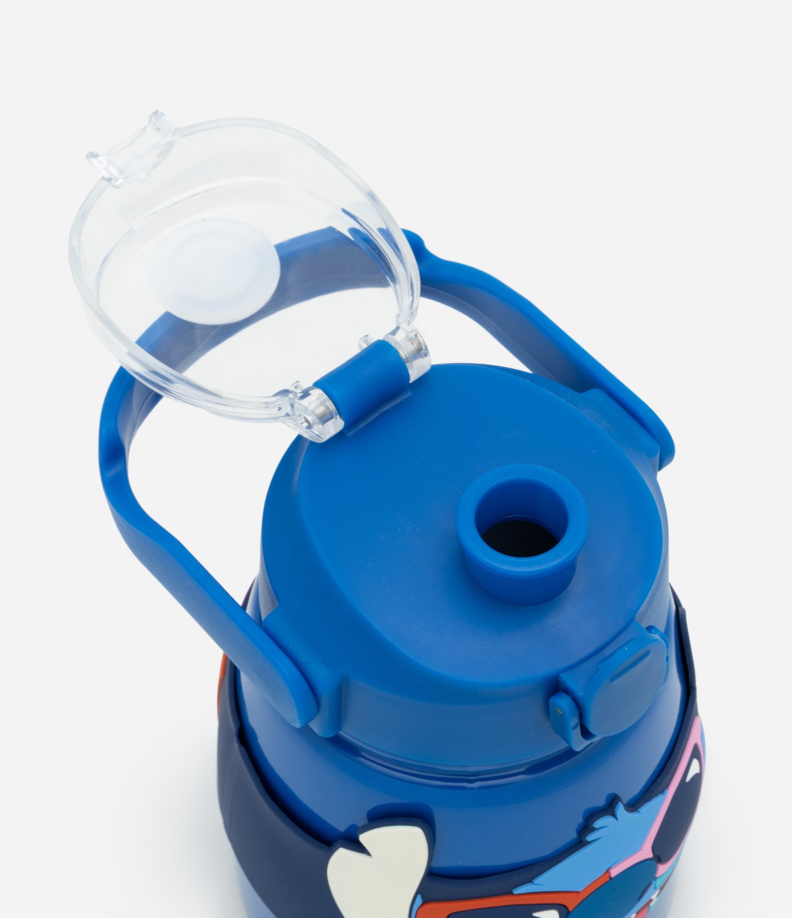 Garrafa Térmica com Canudo e Silicone do Stitch 850ml Azul 3