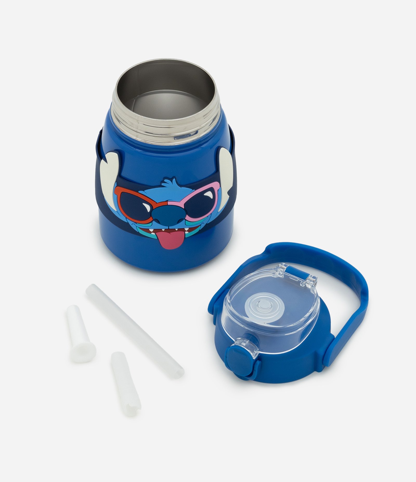 Garrafa Térmica com Canudo e Silicone do Stitch 850ml Azul 5