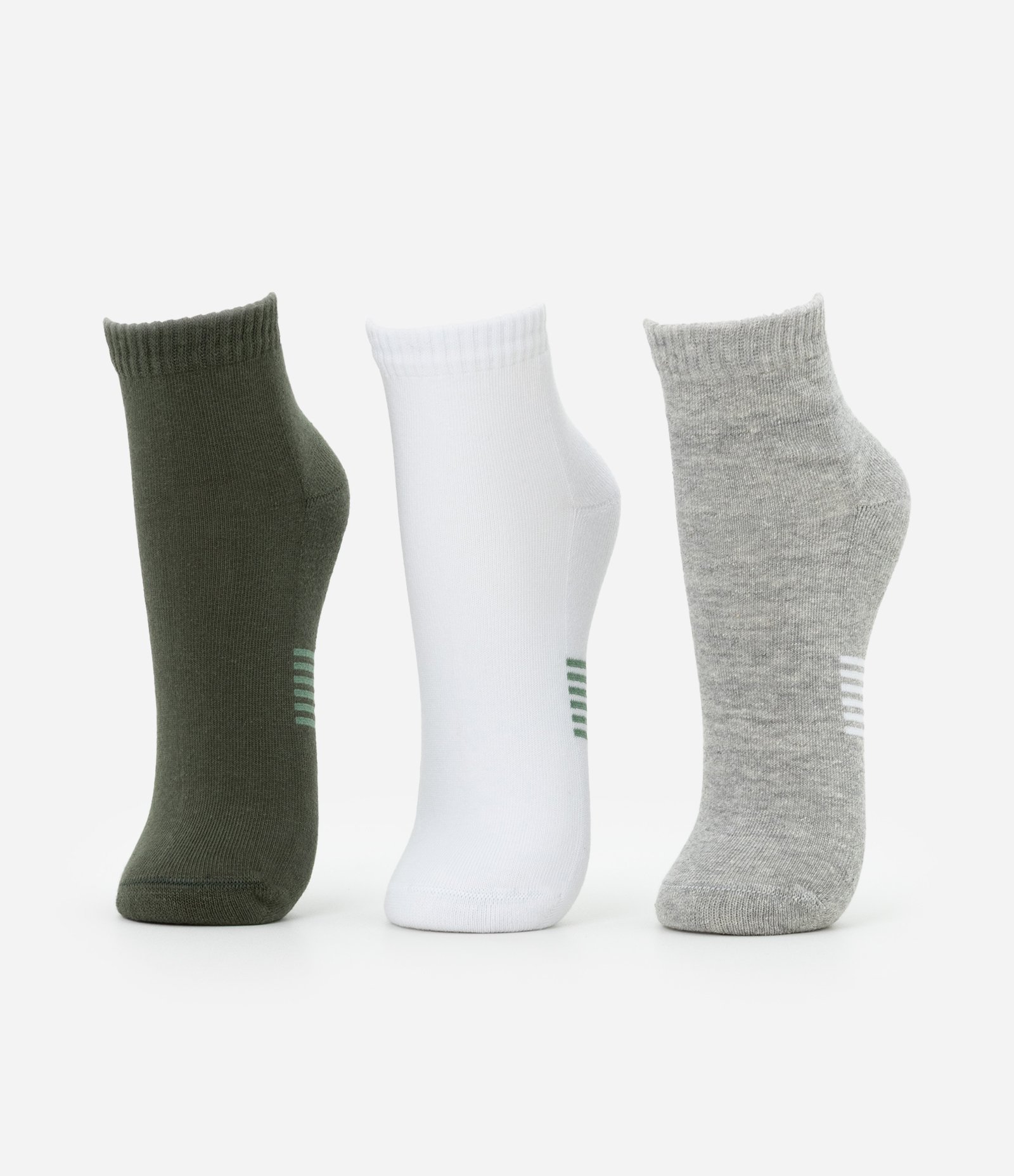 Kit 03 Meias Cano Baixo Esportivas em Algodão com Listras na Sola Multicores 1
