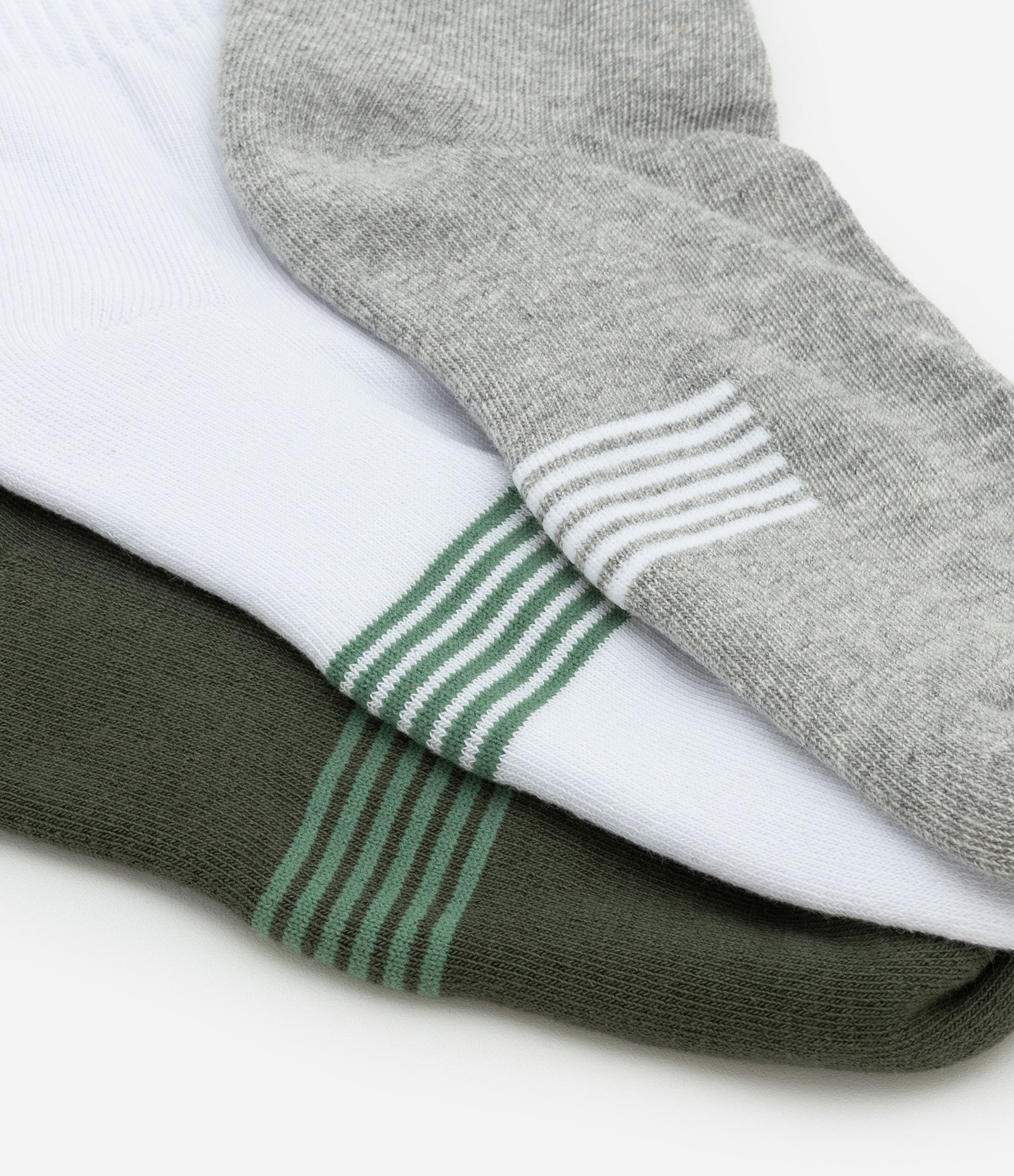 Kit 03 Meias Cano Baixo Esportivas em Algodão com Listras na Sola Multicores 4