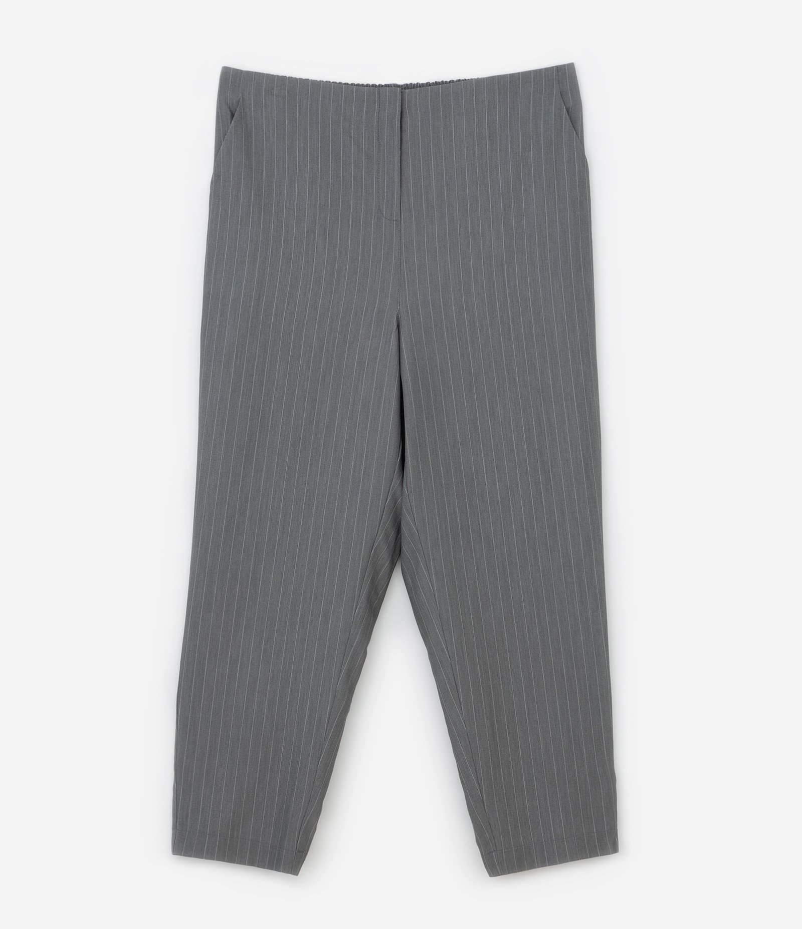 Calça Cenoura Alfaiatada com Risca de Giz Curve & Plus Size Cinza 5