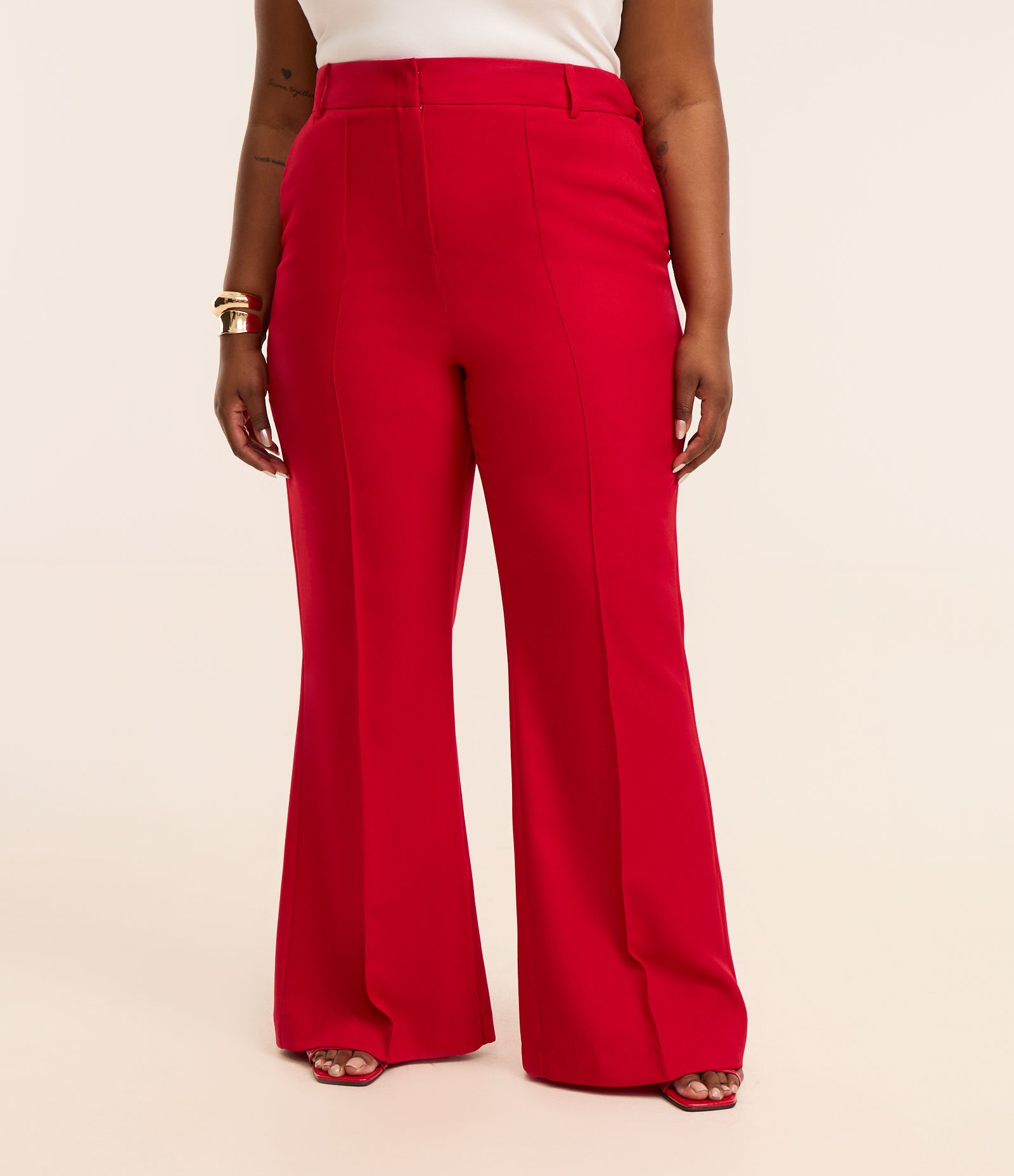 Calça Flare Coleção Rita Carreira Curve & Plus Size Vermelho 3