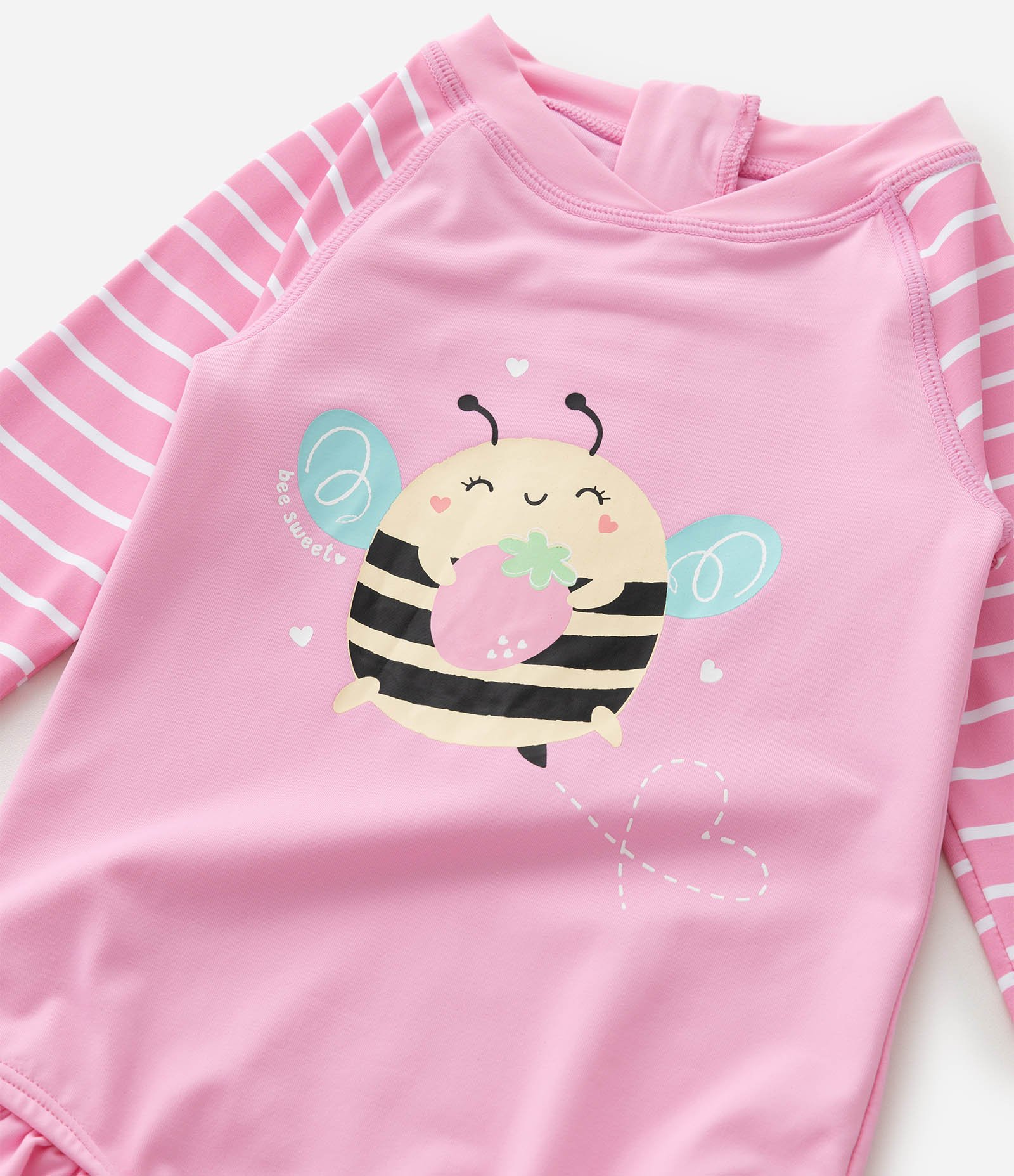 Conjunto Infantil com Estampa de Listras e Abelha - Tam 6 Meses a 4 Anos Rosa 10