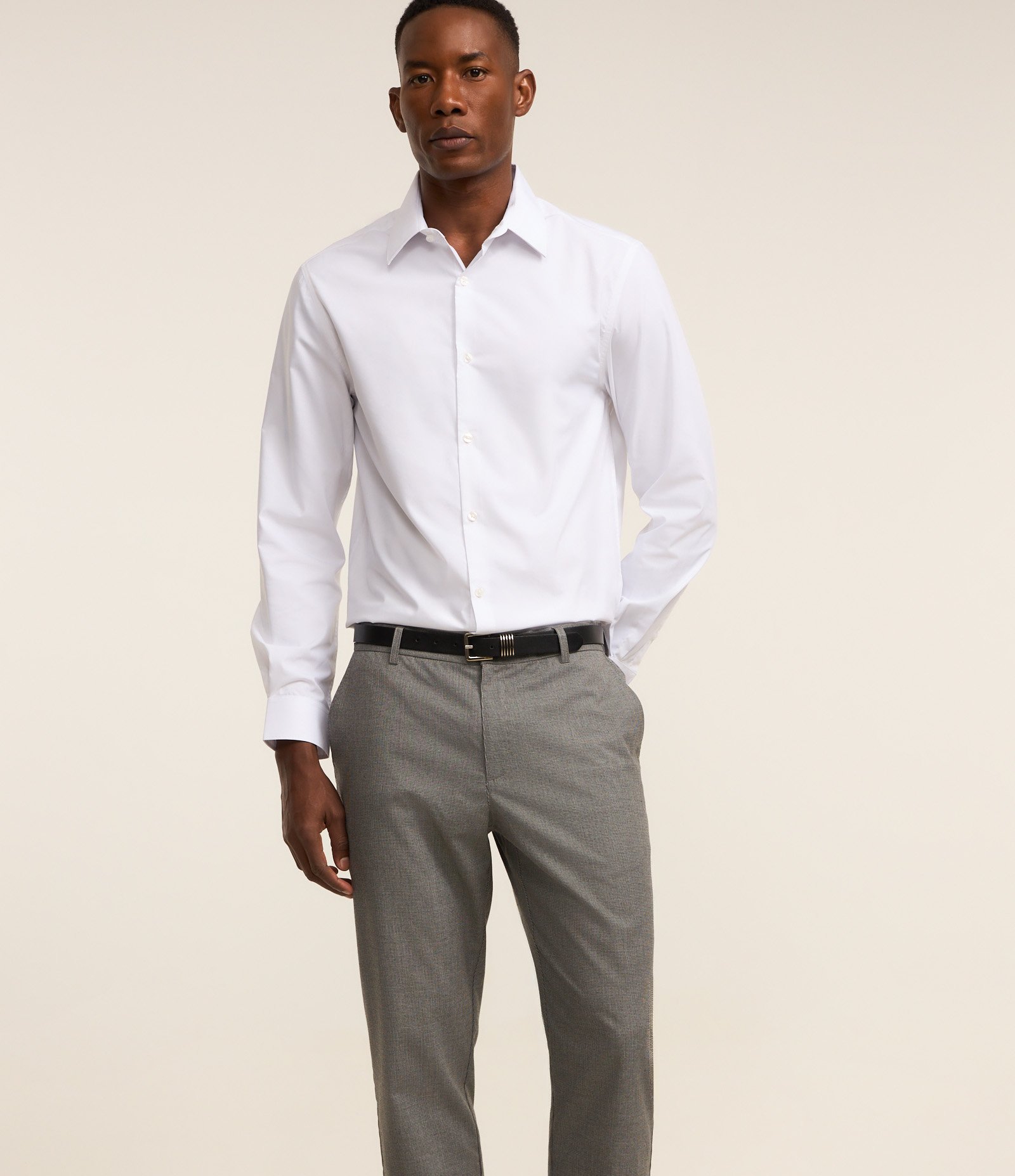 Calça Slim em Viscose Alfaiatada com Estampa Xadrez em Fio Tinto Cinza 3