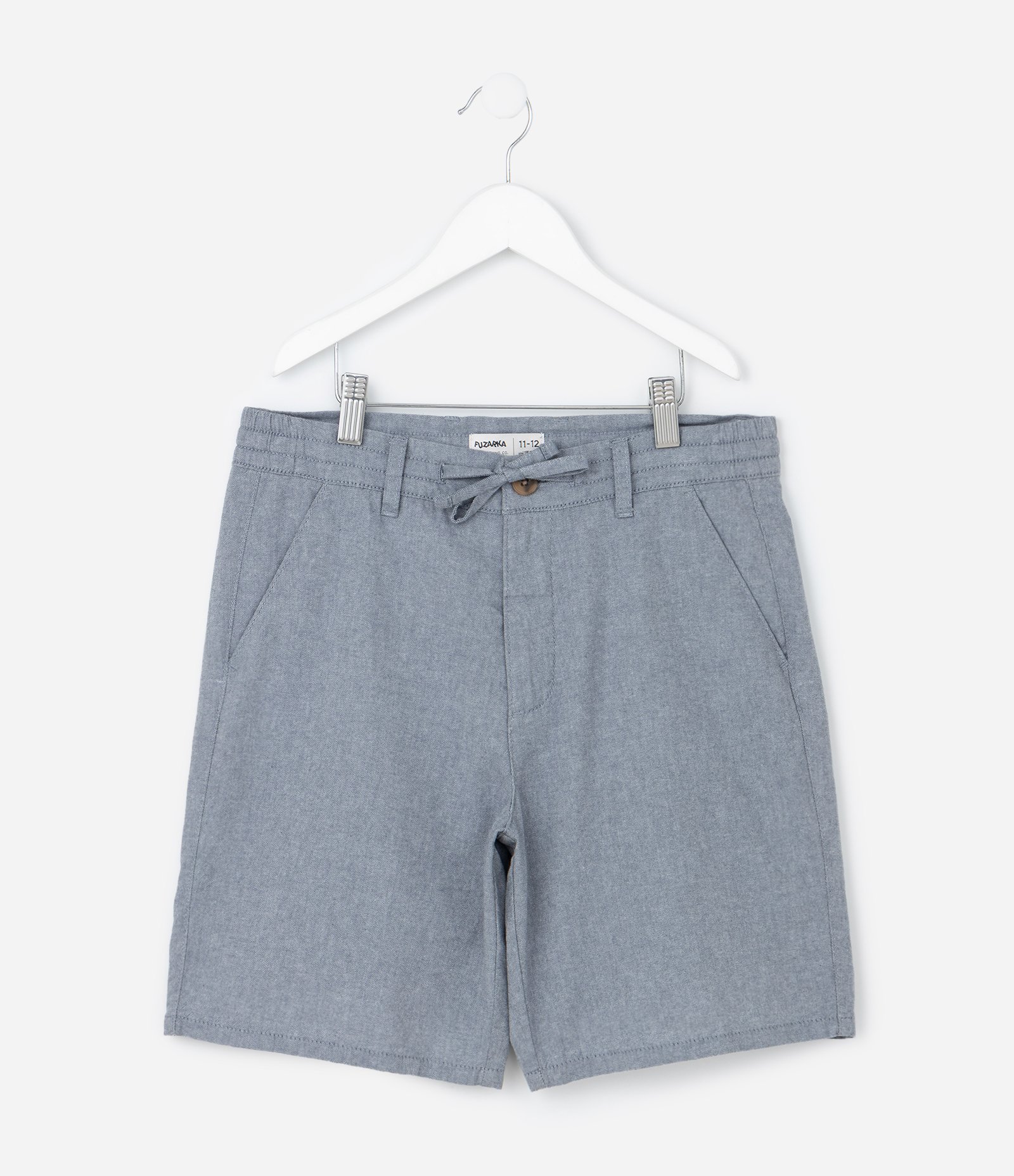 Bermuda Infantil em Sarja com Bolsos - Tam 5 a 14 Anos Cinza 1
