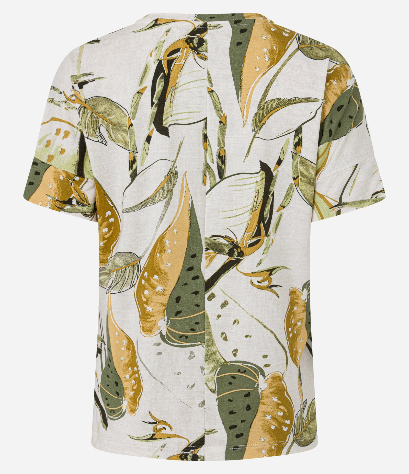 Blusa em Viscose com Recorte nas Costas e Estampa Folhagem Off White/Bege/Verde 3