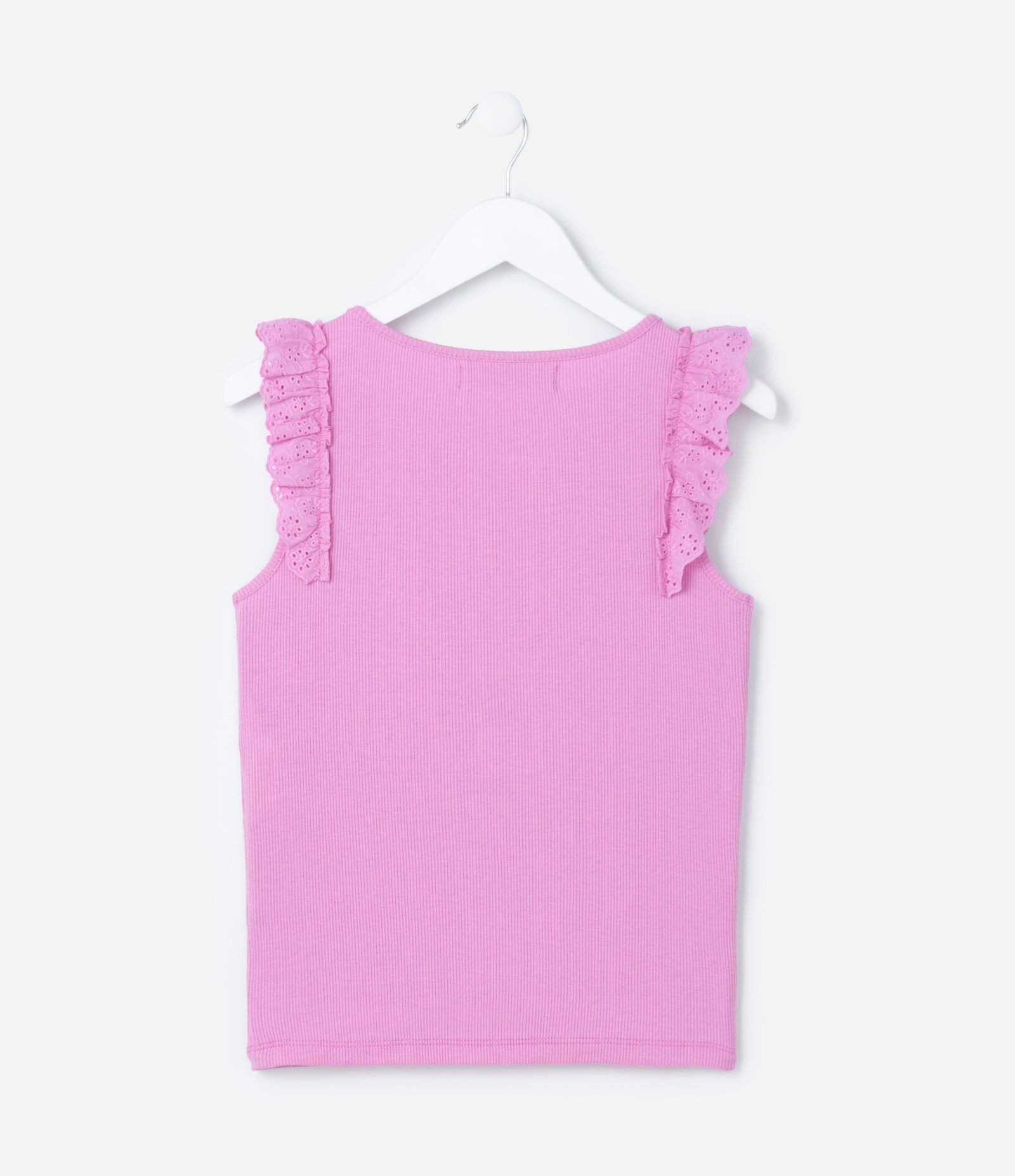 Regata Infantil em Ribana com Babado de Broderie - Tam 5 a 14 anos 3