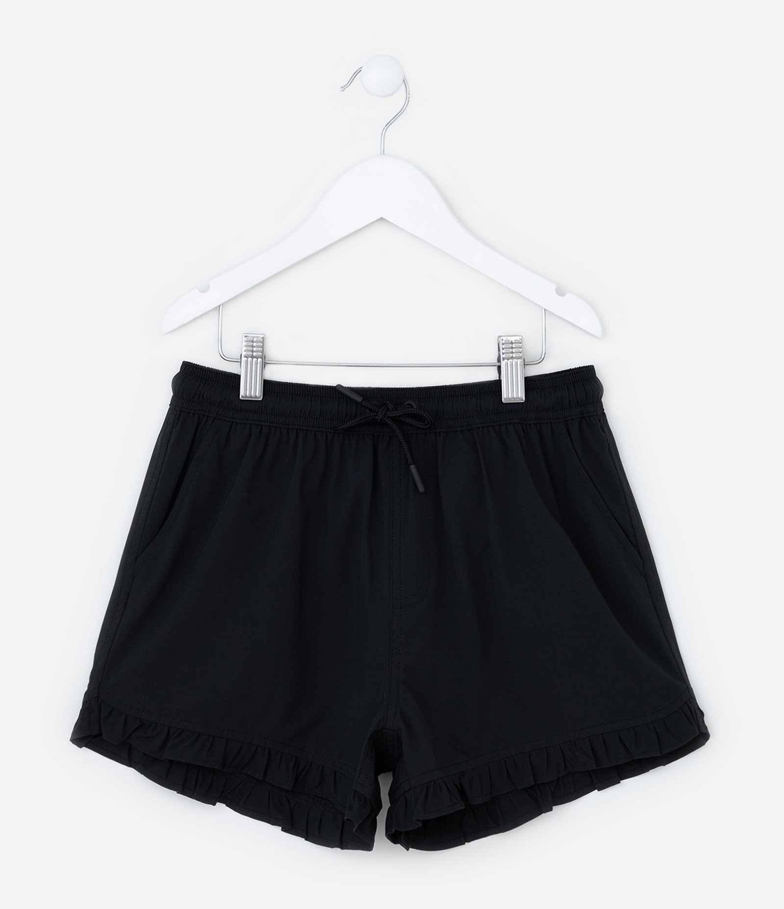 Short Infantil em Microfibra com Babados - Tam 5 A 14 Anos Preto 2