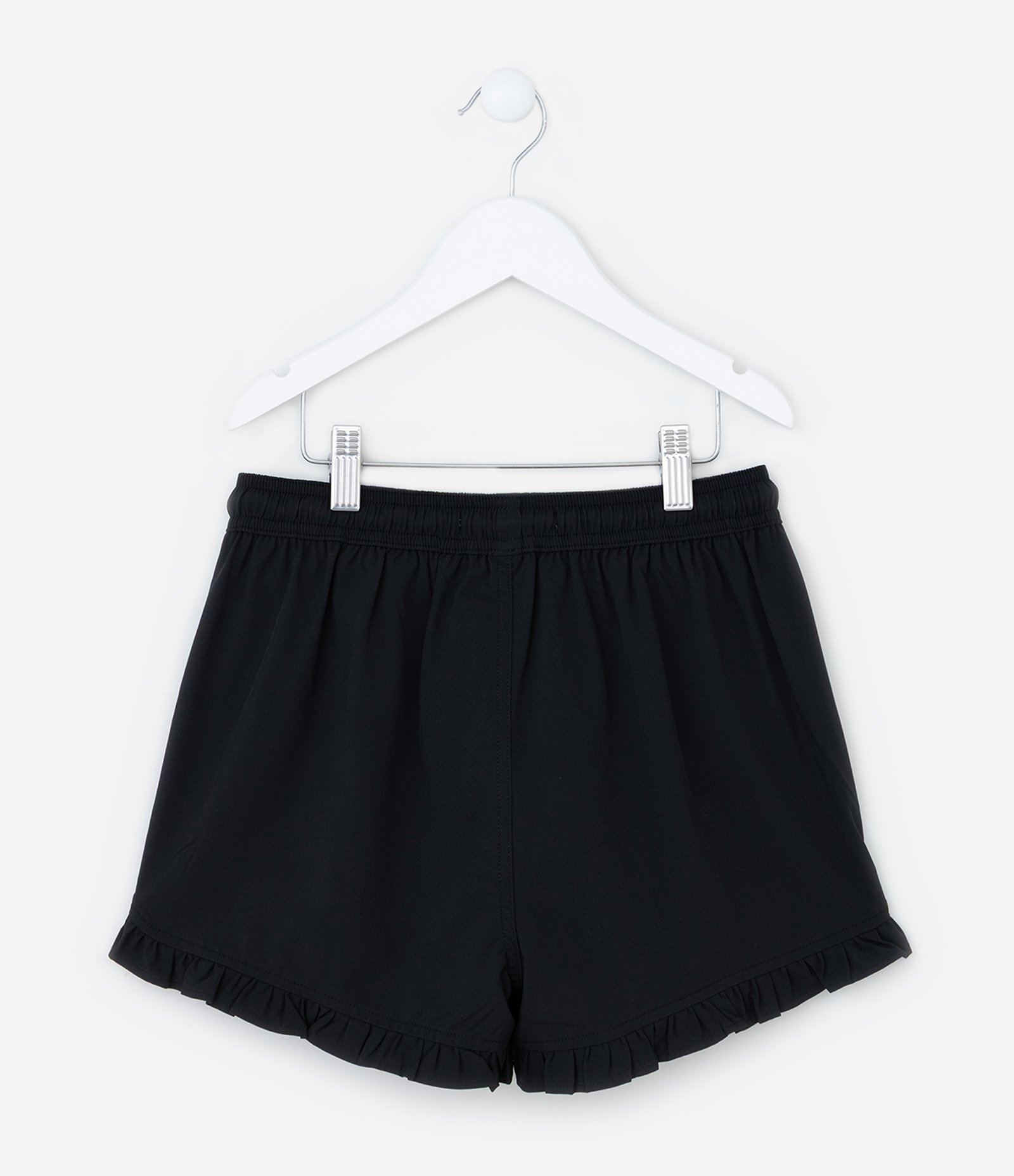 Short Infantil em Microfibra com Babados - Tam 5 A 14 Anos Preto 3